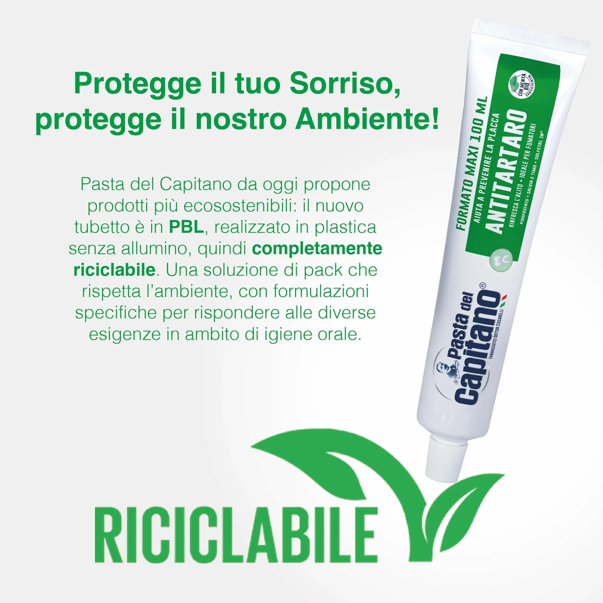 Pasta del Capitano Dentifricio Antitartaro Bio 100 ml Made in Italy