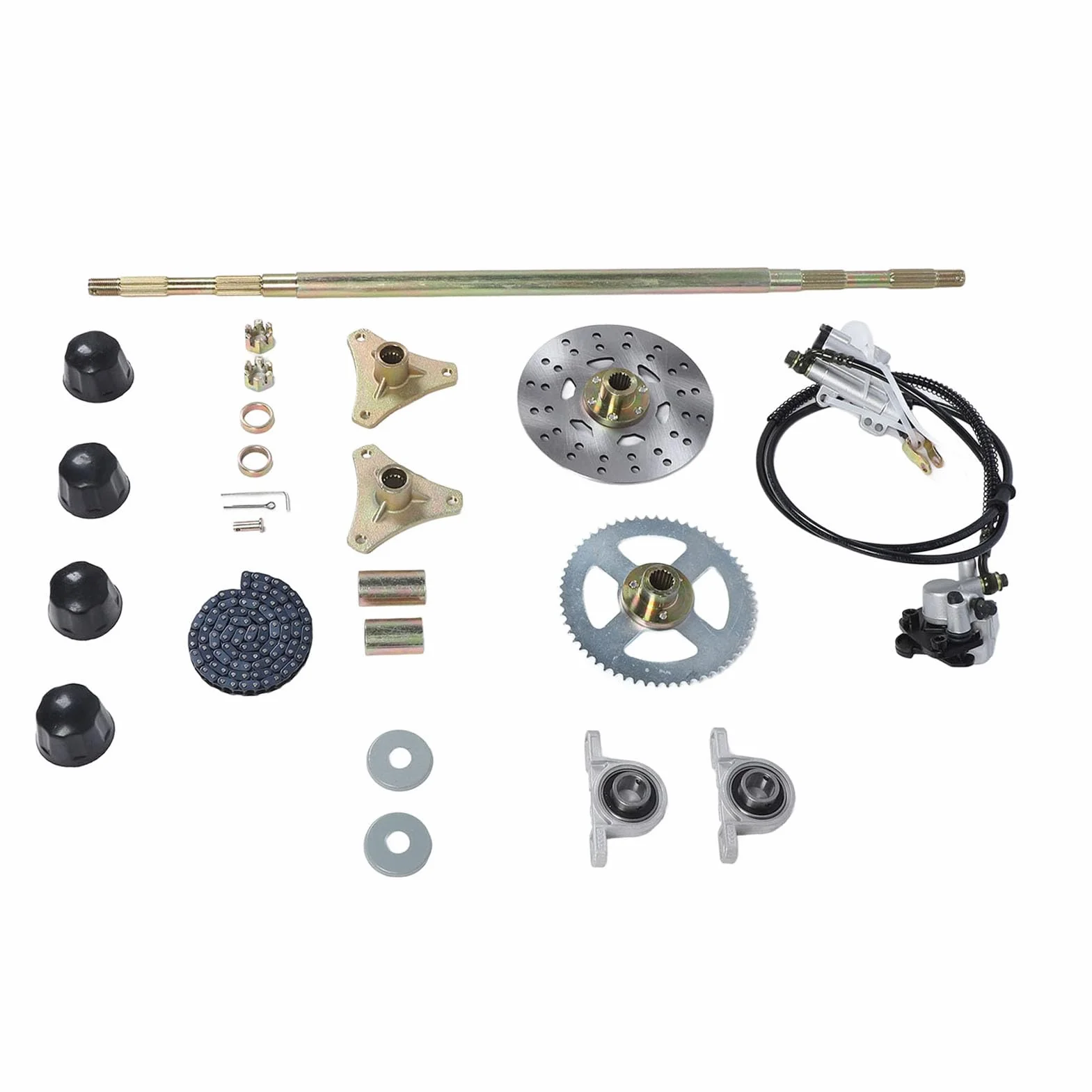 Tonysa Kit di Montaggio Assale Posteriore Live Go Kart 29in, Materiali Premium, Ampia compatibilità, Elevata affidabilità, Componenti del Freno (con) e Catena 428, (per) Quad ATV