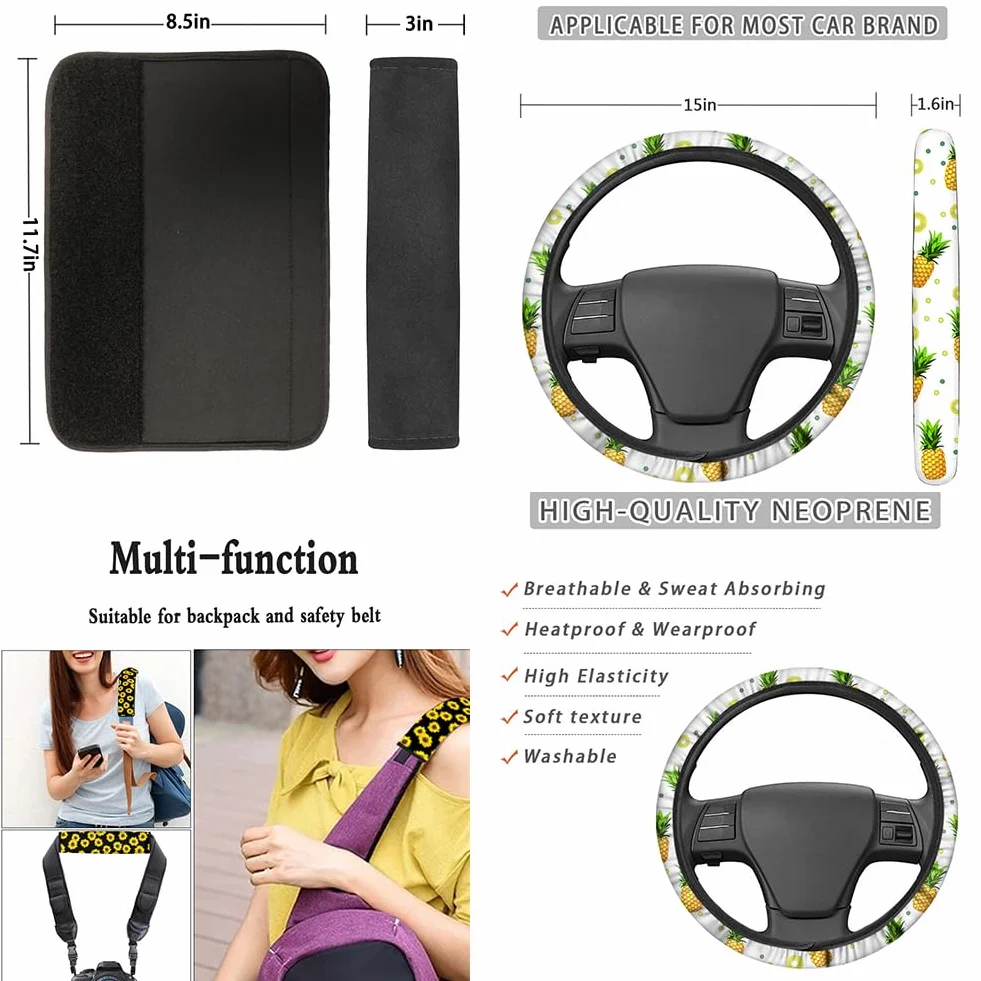 Belidome Set completo di 6 coprisedili per auto, motivo tribale azteco sud-occidentale, imbottiture per cinture di sicurezza, per donne e uomini, decorazione per auto