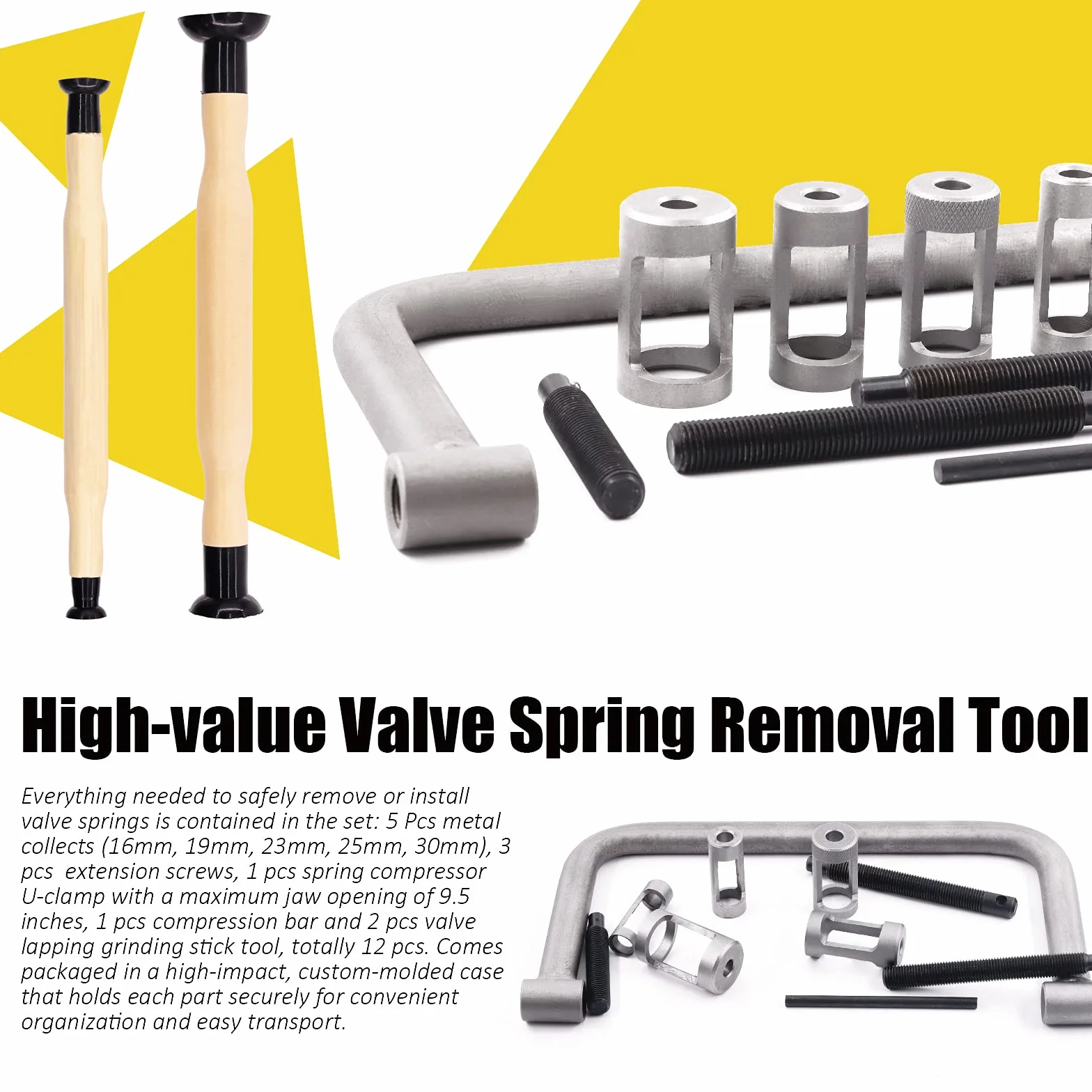12 Pezzi compressore a Molla valvola, Kit di Utensili a Compressione Automatica con Morsetto a C e Kit di Utensili per la macinazione delle valvole