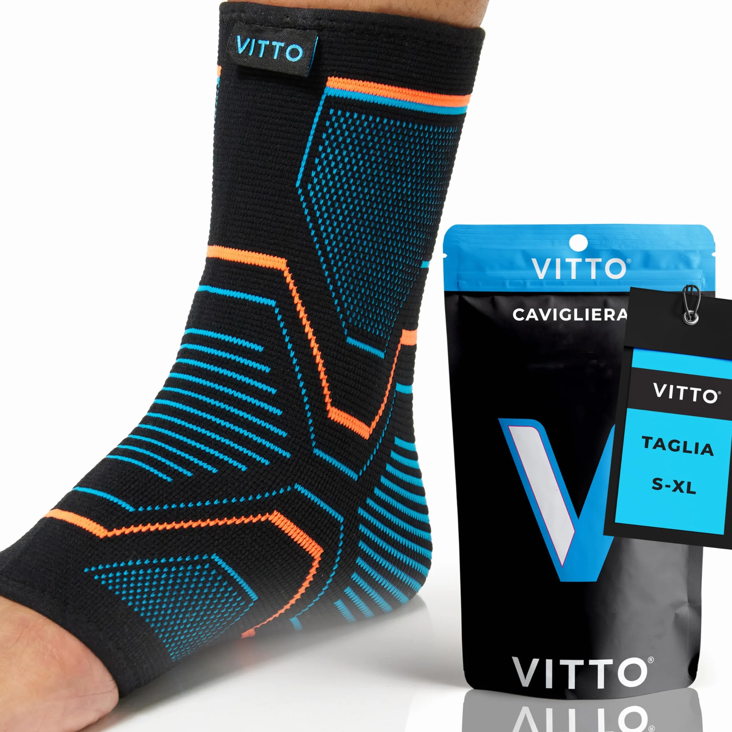 VITTO Cavigliera Ortopedica Sportiva per Legamenti, Caviglie Deboli, Tendinite, Artrite (L)