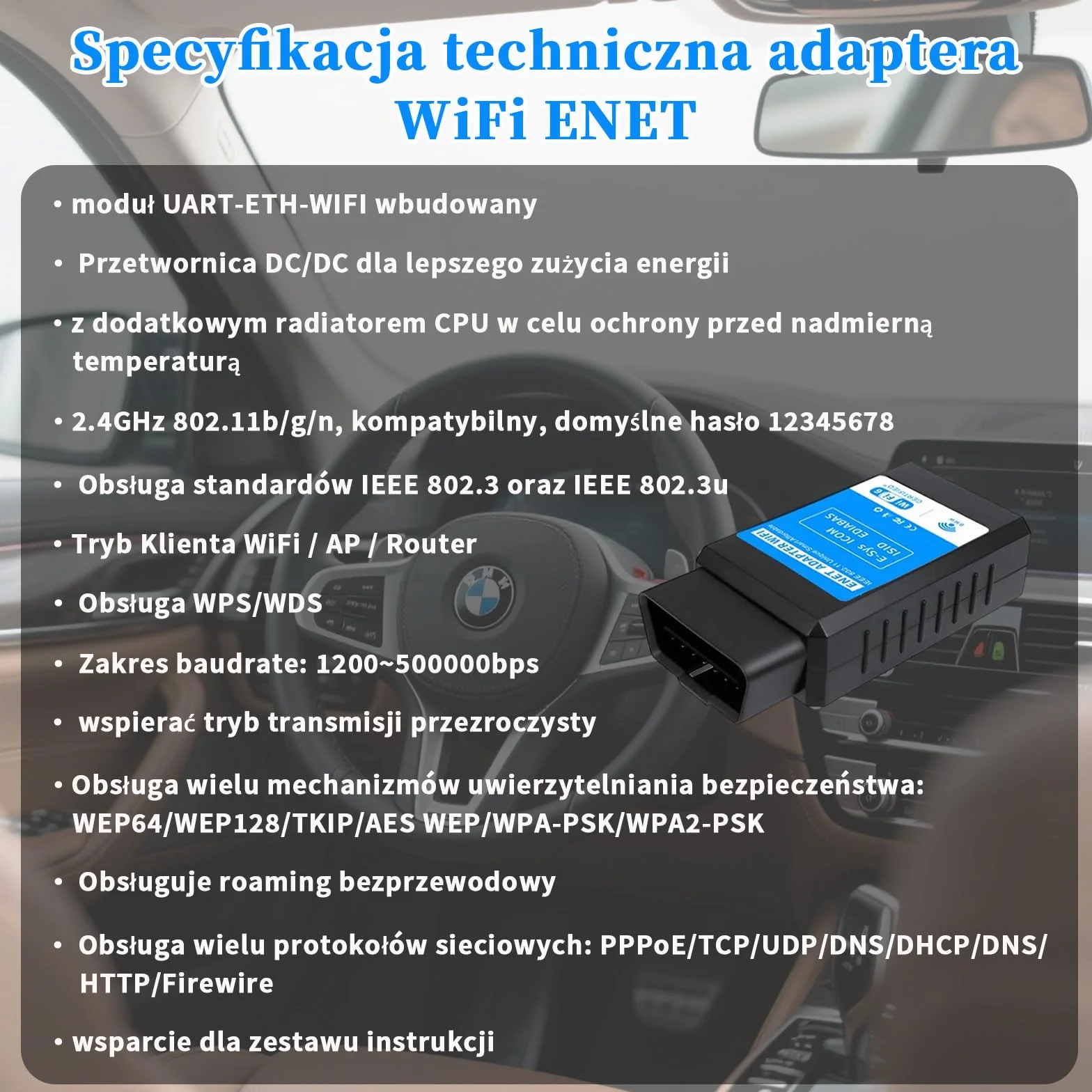 Adattatore WiFi OBD2 per Diagnostica BMW Serie F/G/I Compatibile con MHD, Bootmod3, BimmerCode, xDelete, E-SYS, ISTA