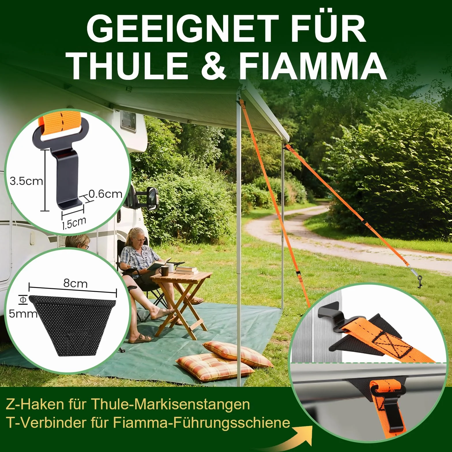 Tenda da Sole Kit Fissaggio Cinghie Anti-tempesta Set Completo con Picchetti 37cm