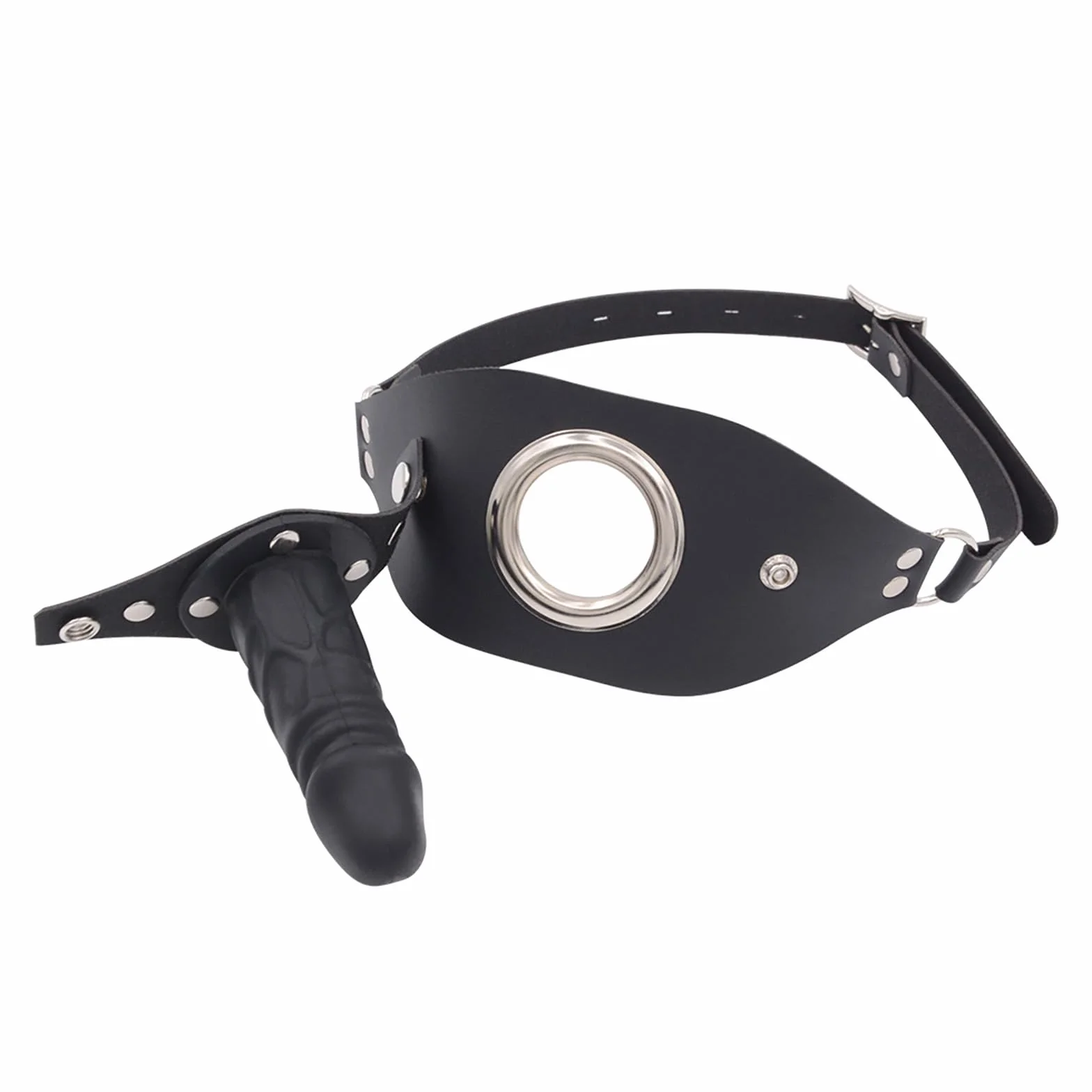 Bavaglio per Dildo in Silicone Rimovibile BDSM Sfera Regolabile Pelle 10cm