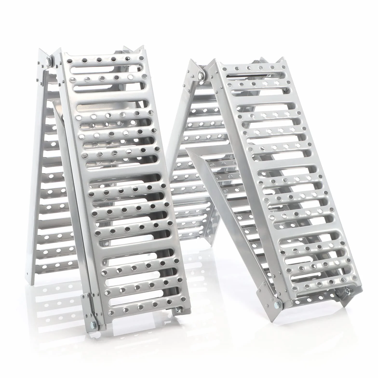XPOtool Set 2 rampe di carico pieghevoli in 3 parti max. 800kg 195,5x23cm, acciaio antiscivolo per moto