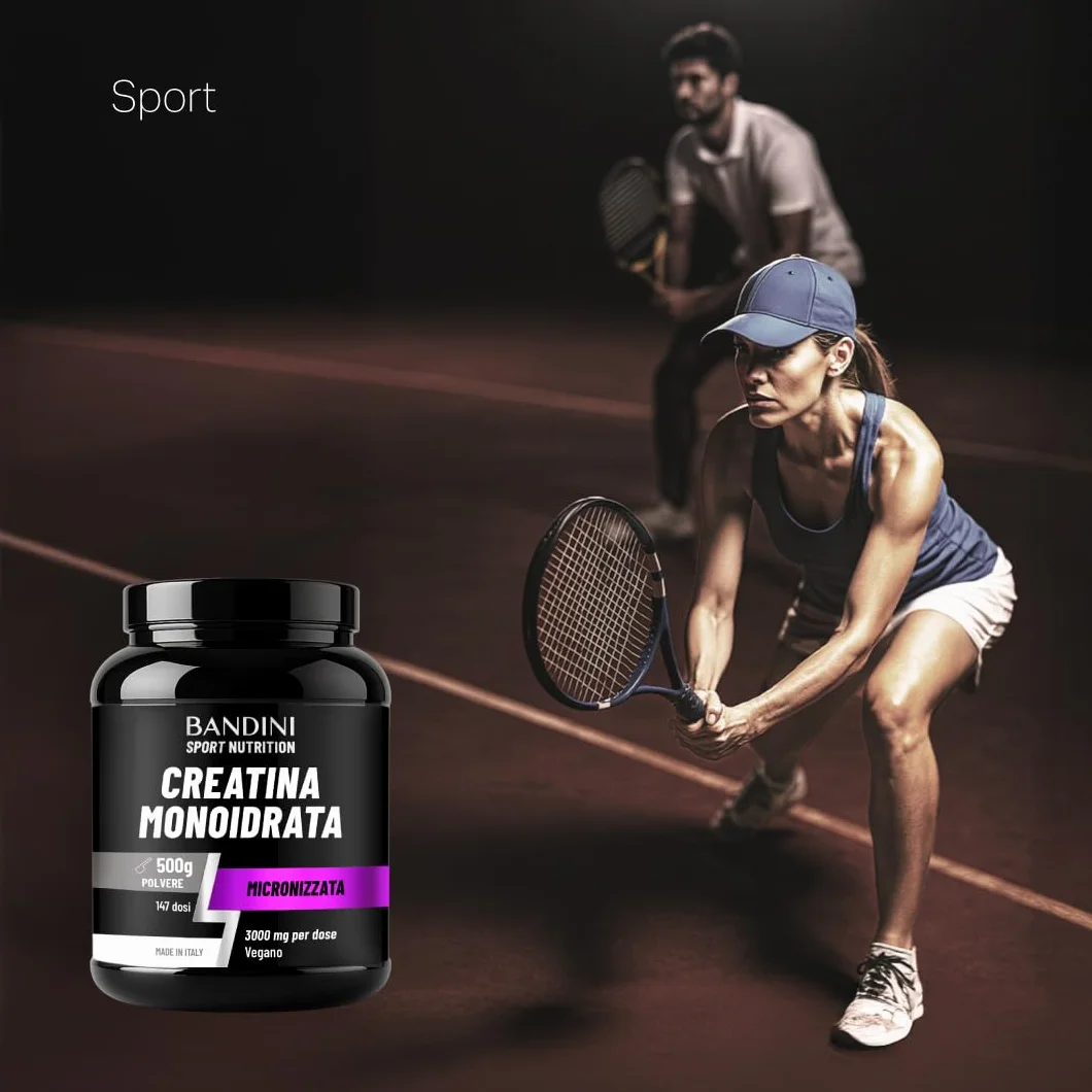 Bandini Creatina Monoidrata in Polvere 500g Pura - Integratore per Allenamento e Pre Workout - Vegan