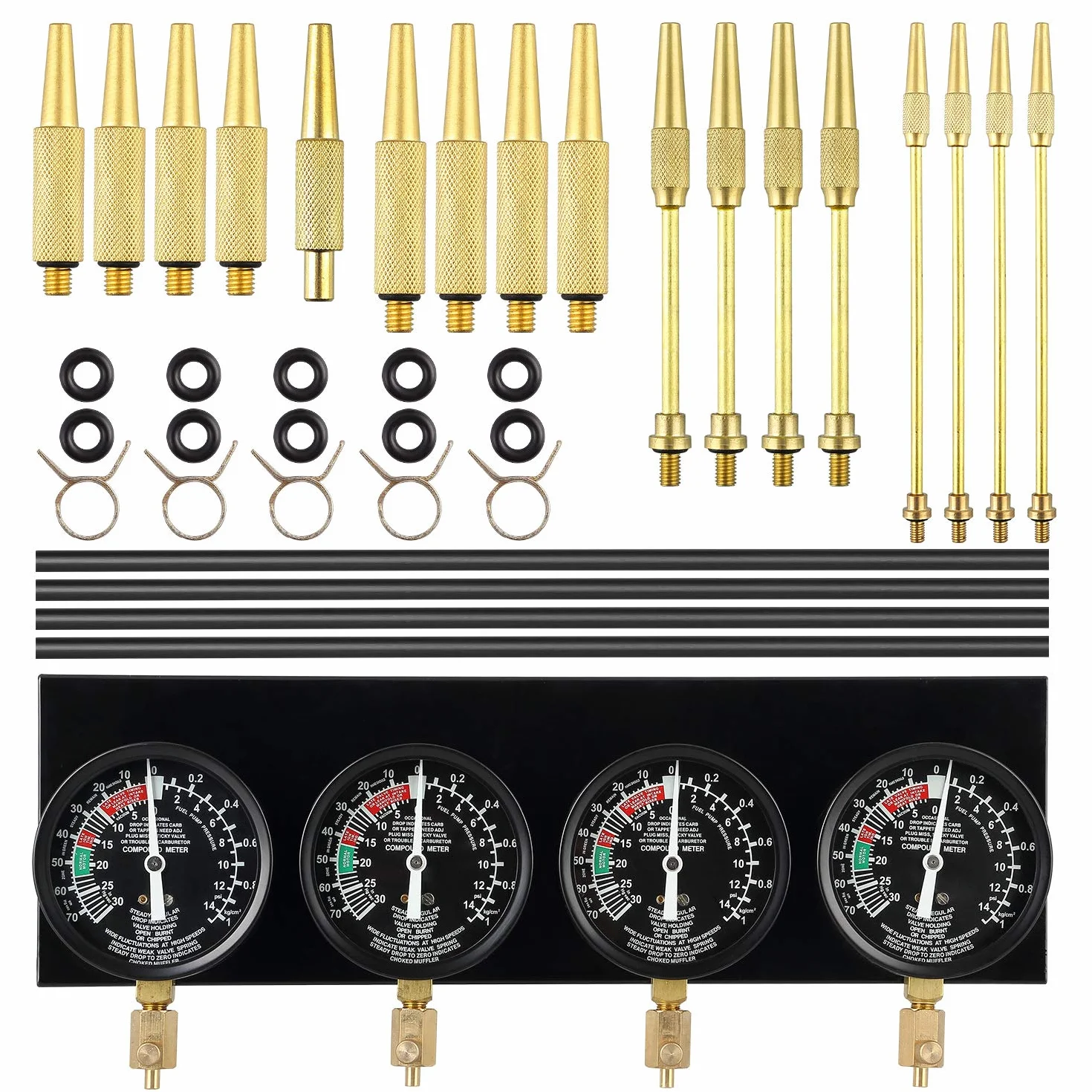 Uten Tester Pressione Carburante per Auto Moto, Sincronizzatore Carburatore per Vuoto Set di Strumenti con Adattatore e 4 Manometro