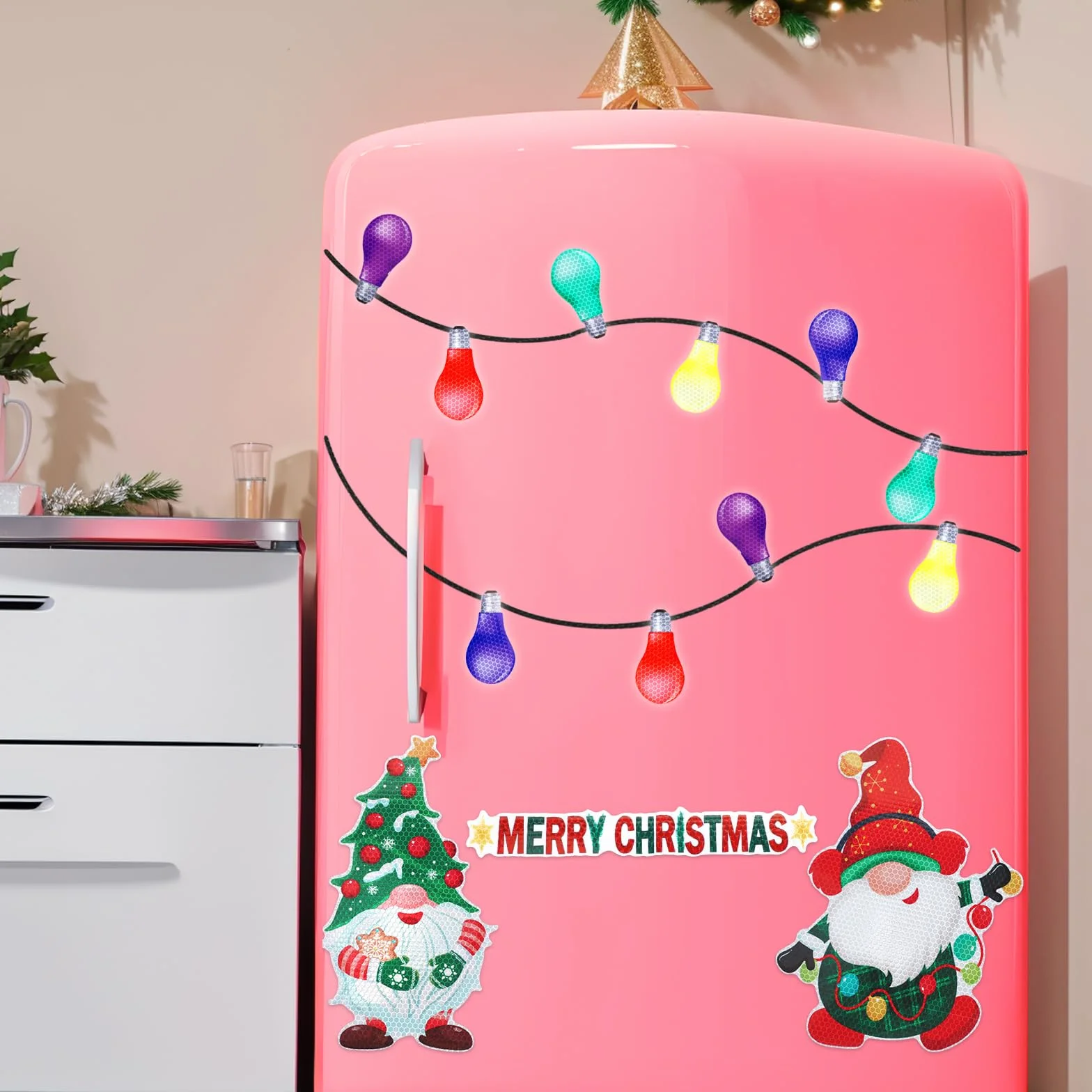 Magneti Adesivi Decorazioni di Natale per Auto 23Pcs Riflettenti Adesivo Lampada