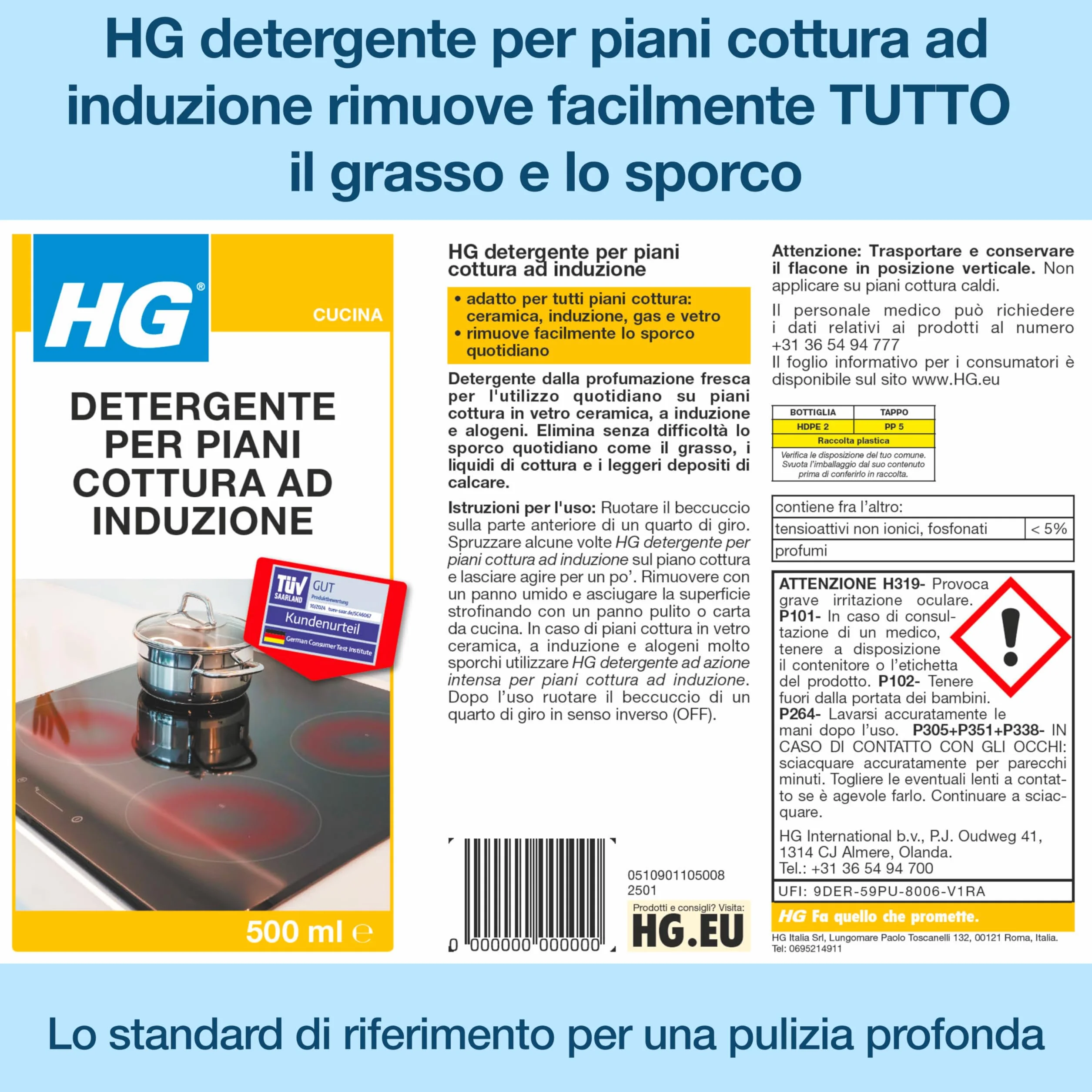 HG Detergente Piani Cottura Vetroceramica Gas 500 ml