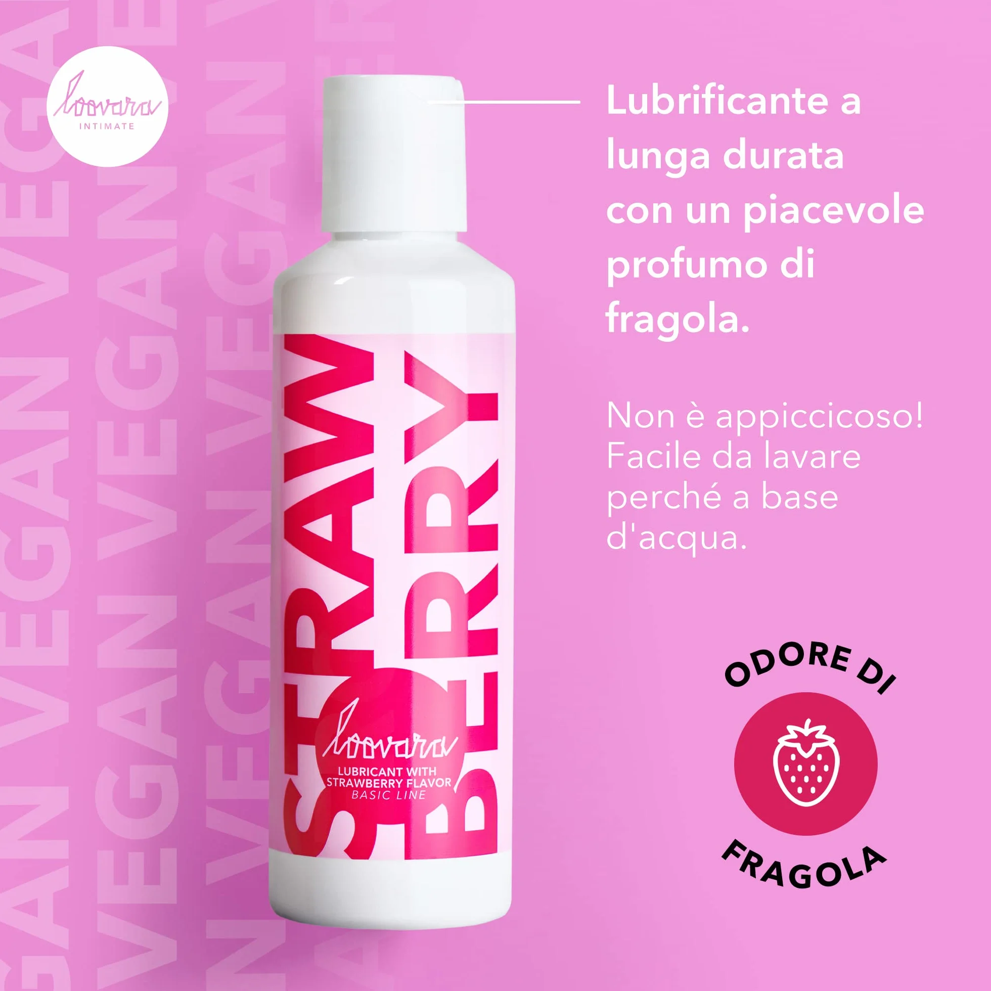 Loovara Gel lubrificante gusto fragola 100 ml - Gel lubrificante commestibile a base d'acqua vegano