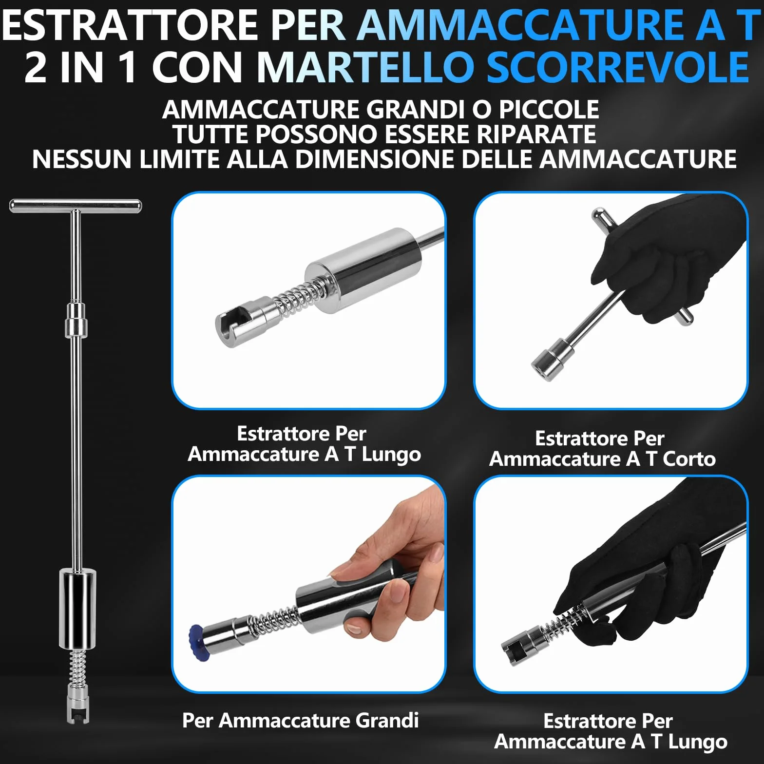 Tirabolli Carrozzeria Kit 119Pcs - Ventosa Auto Ripara Ammaccature Estrattore Senza Vernice Strumento Riparazione Grandine