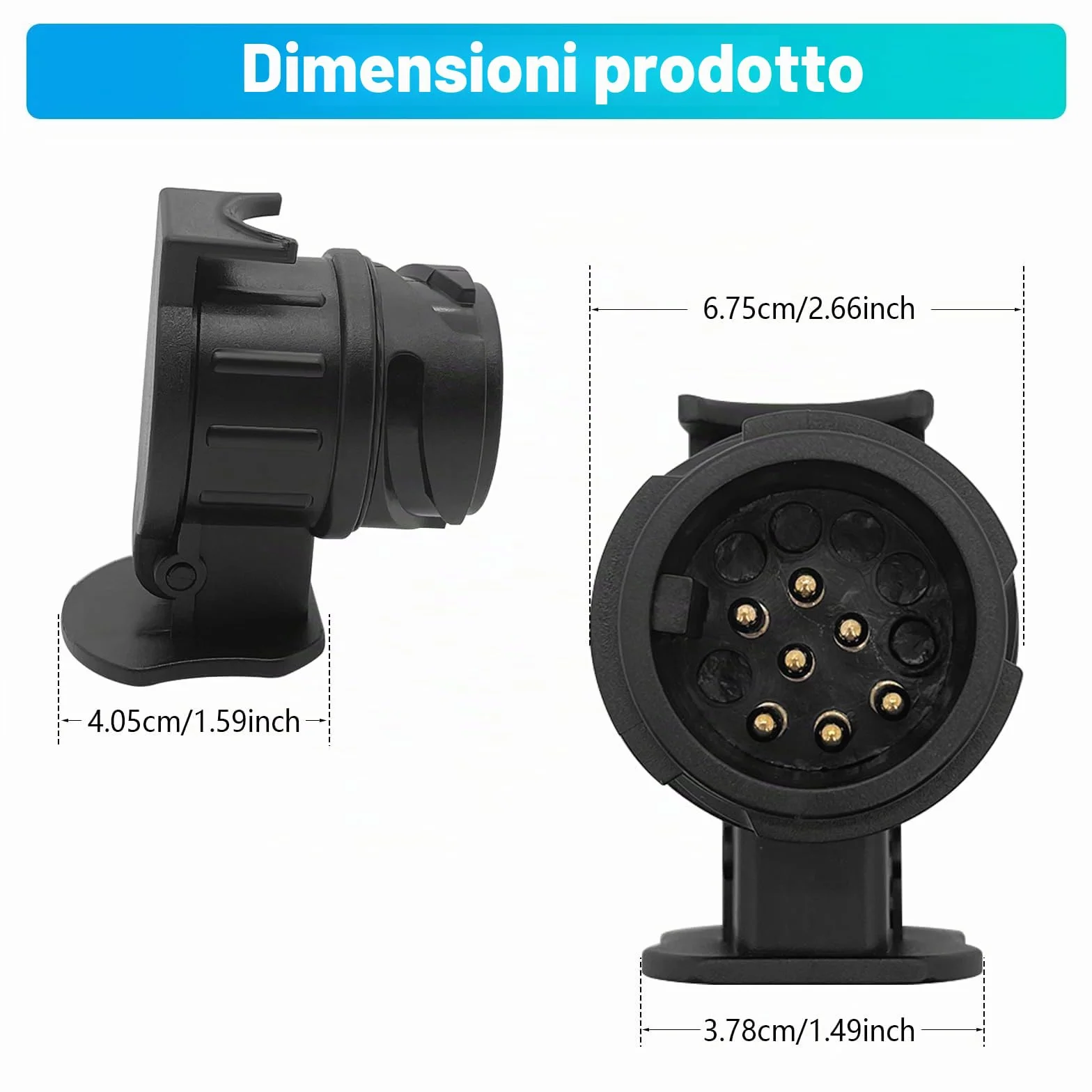 Adattatore 13 a 7 Poli Gancio Traino Impermeabile 12V per Rimorchi e Roulotte