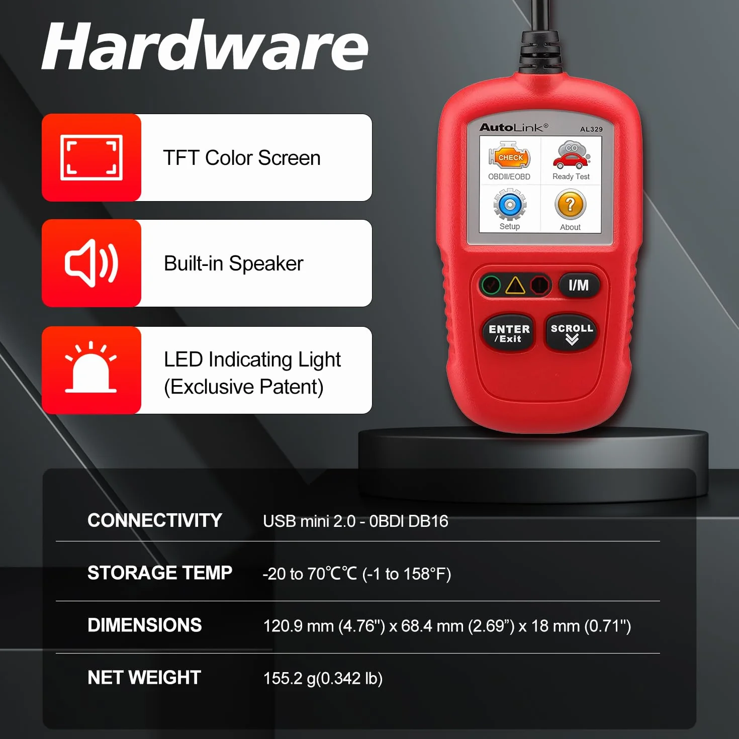 Autel Autolink AL329 OBD2 EOBD Manual Code Reader I/M Readiness Key Diagnostic Tool