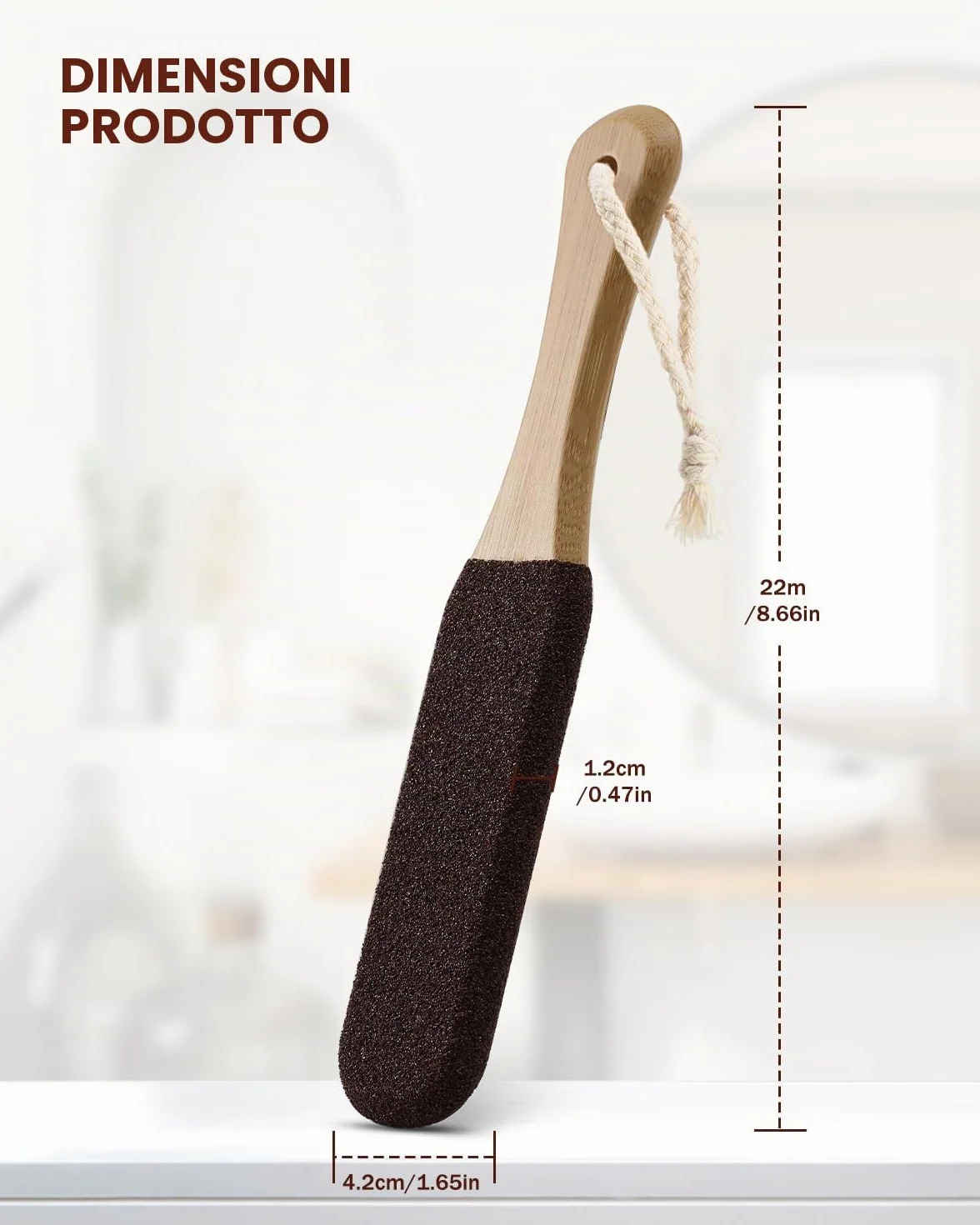 BEZOX Pietra Pomice con Manico in Legno, Lima Per Piedi Rimozione Pelle Dura, Pedicure Tools