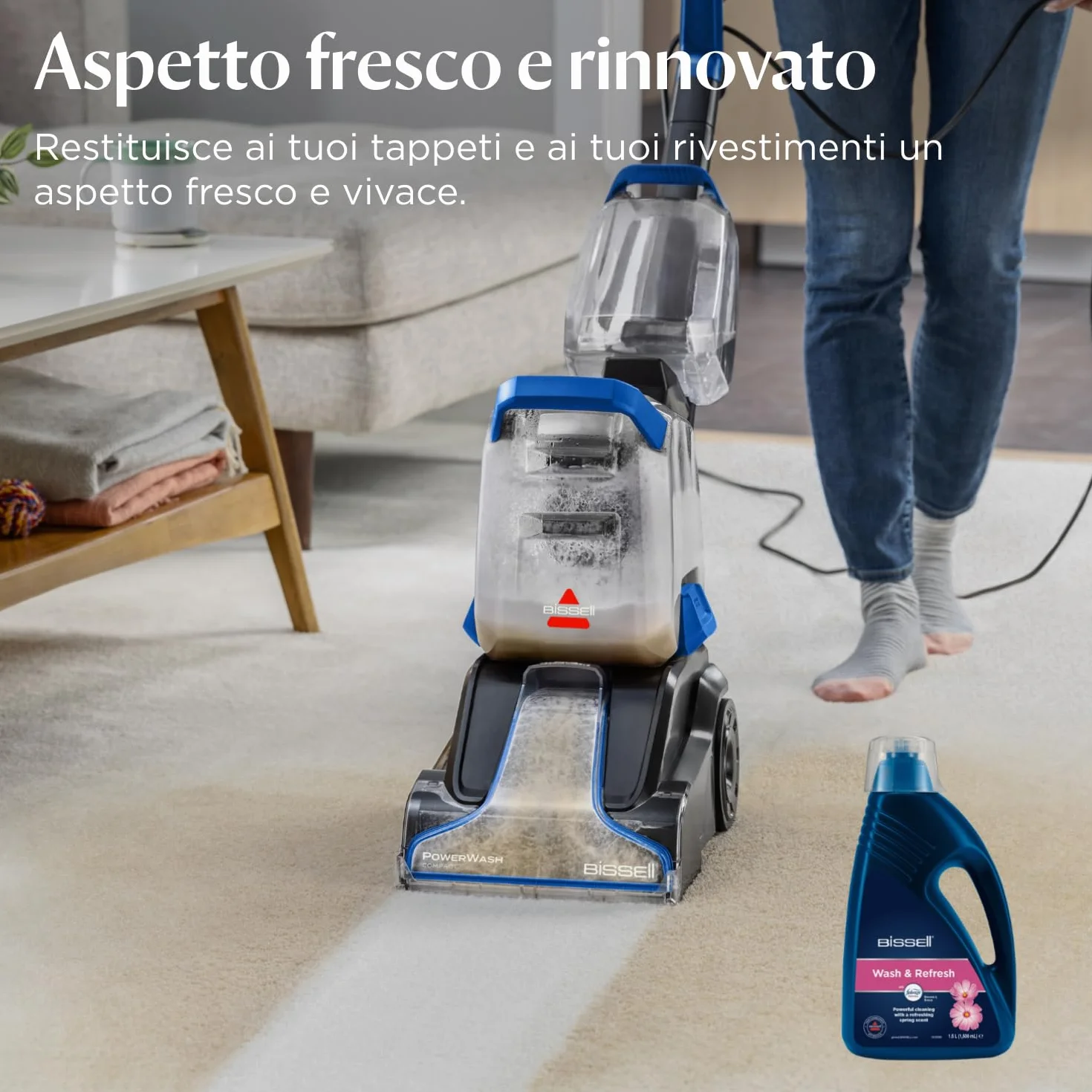 BISSELL Wash & Refresh con Febreze Blossom & Breeze 1,5 L soluzione detergente per tappeti 1078N