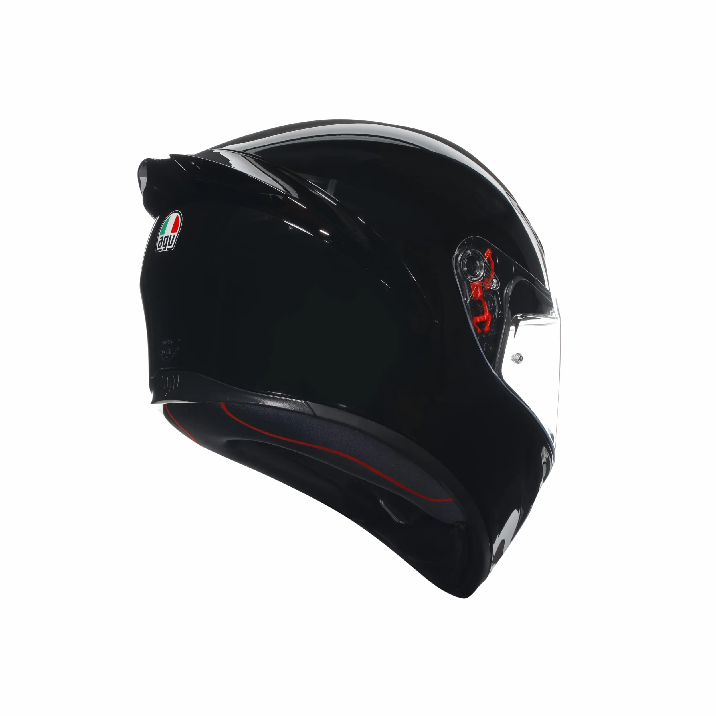 AGV - K1 S E2206, Casco Moto Integrale ECE, Stile Racing con Spoiler Aerodinamico, Prese d'Aria e Visiera Antigraffio, Campo Visivo 190°, Predisposizione Interfono, Nero, M