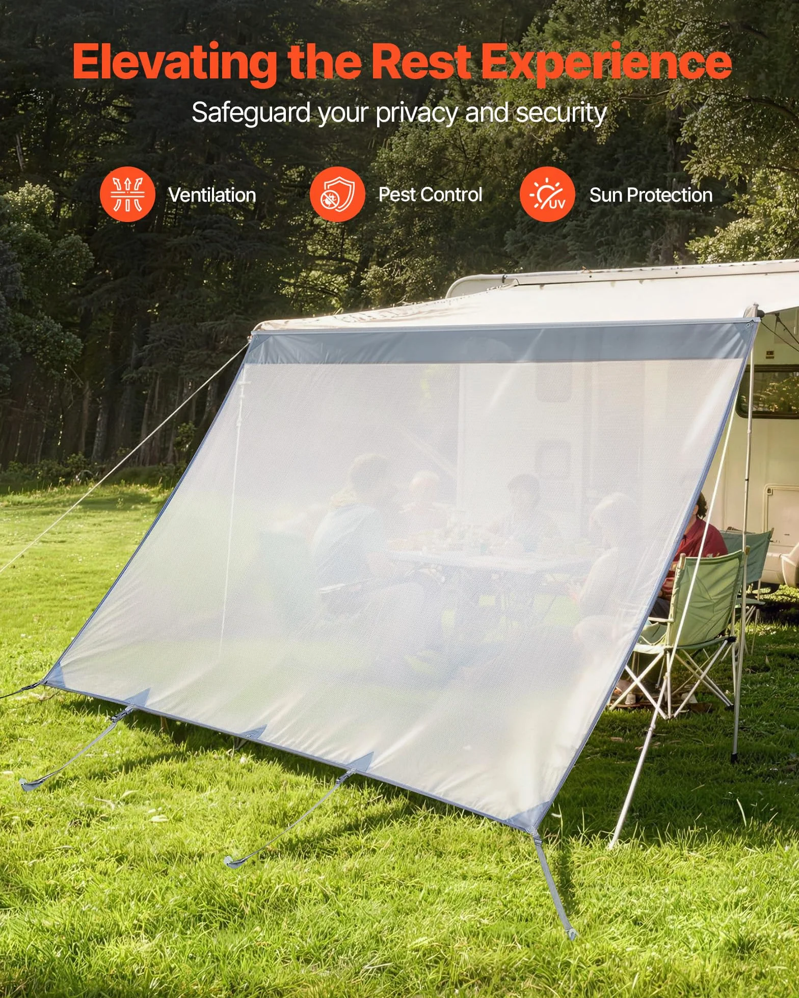 VEVOR Pannello Frontale Tenda da Sole per Camper 2 x 3,3 m Parasole Frangisole Parete Laterale