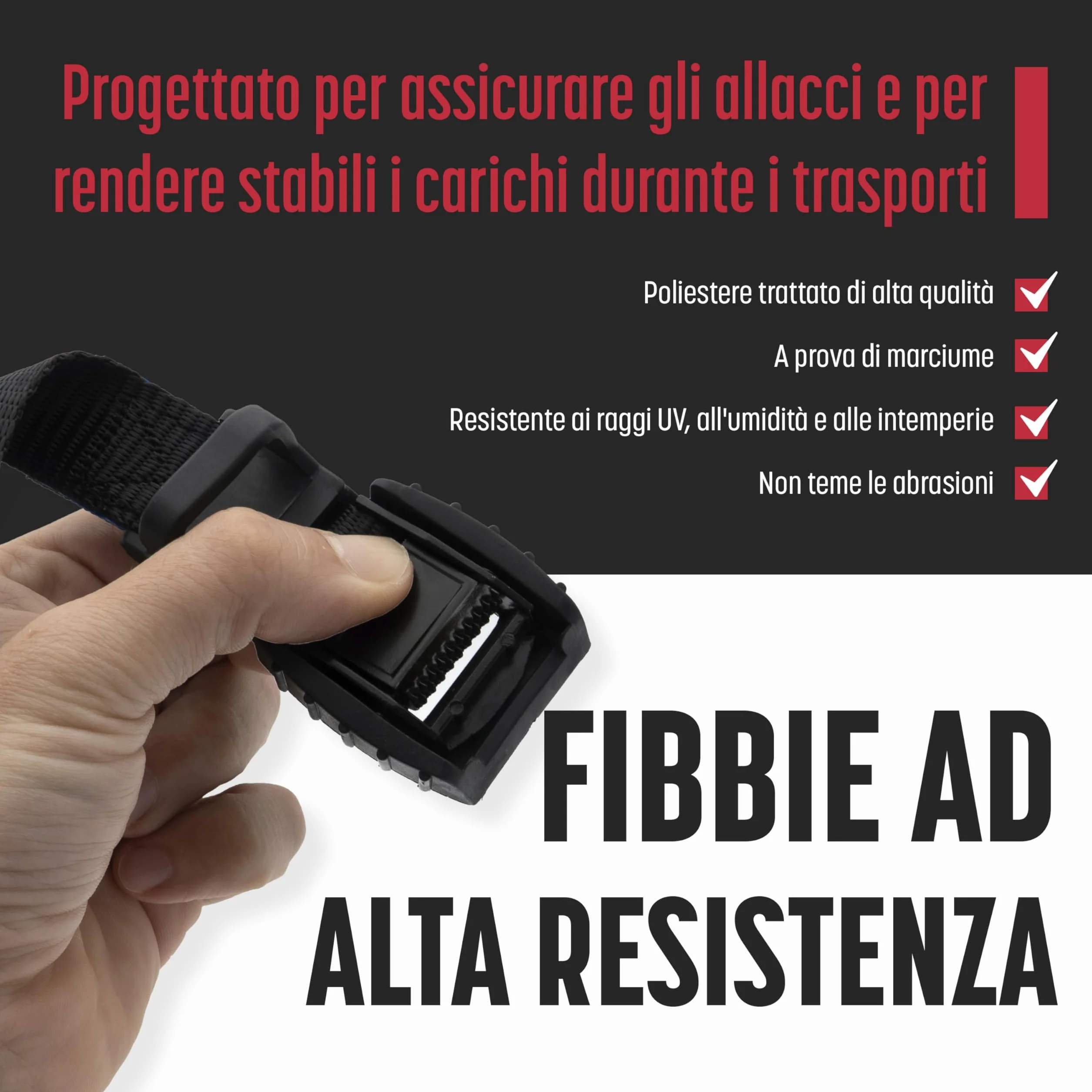 Cinghie di Ancoraggio MAGMA 2 Set Regolabili AntiGraffio per Carichi Bici Kayak Moto Auto 3m Nero