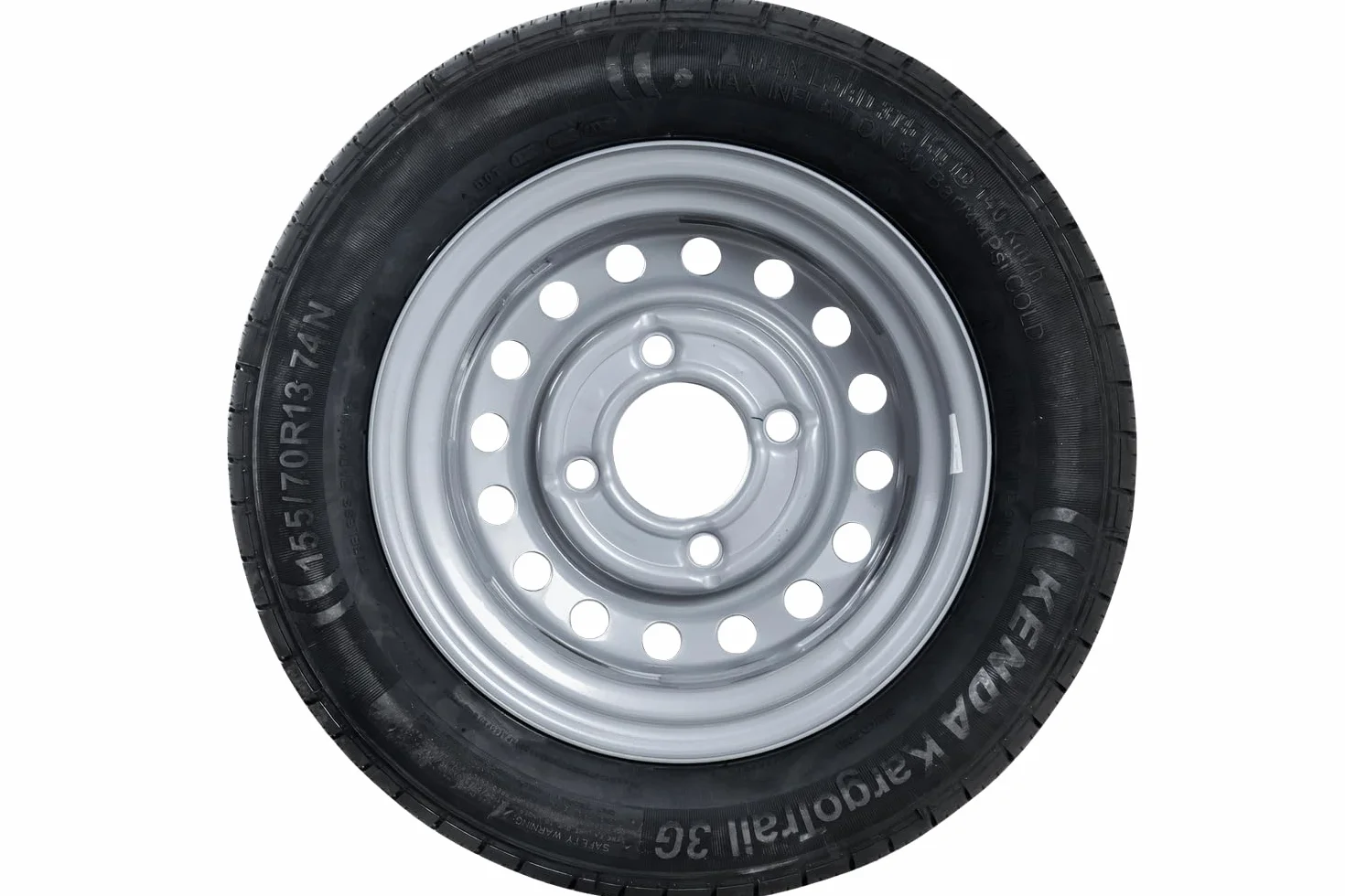 KENDA Ruota per Rimorchio Leggero 155/70 R13 74N, Cerchio in Acciaio 4x130 ET20, Pneumatico KargoTrail 3G per Carrelli da Giardino e Campeggio, Portata Massima 375 kg