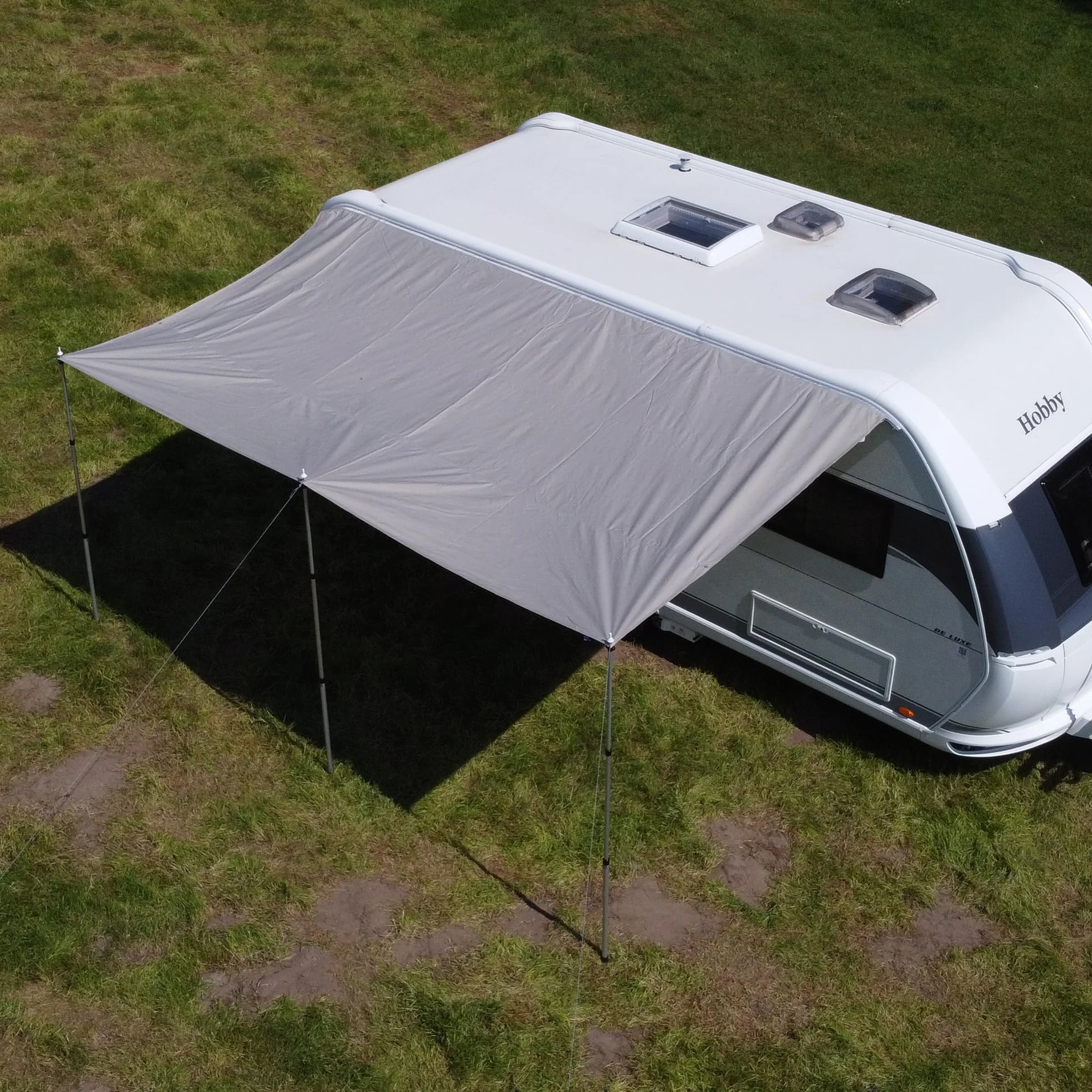Caravan Tarp TC Tenda parasole in cotone impermeabile UV 50+ aste telescopiche in alluminio 300x240 cm beige