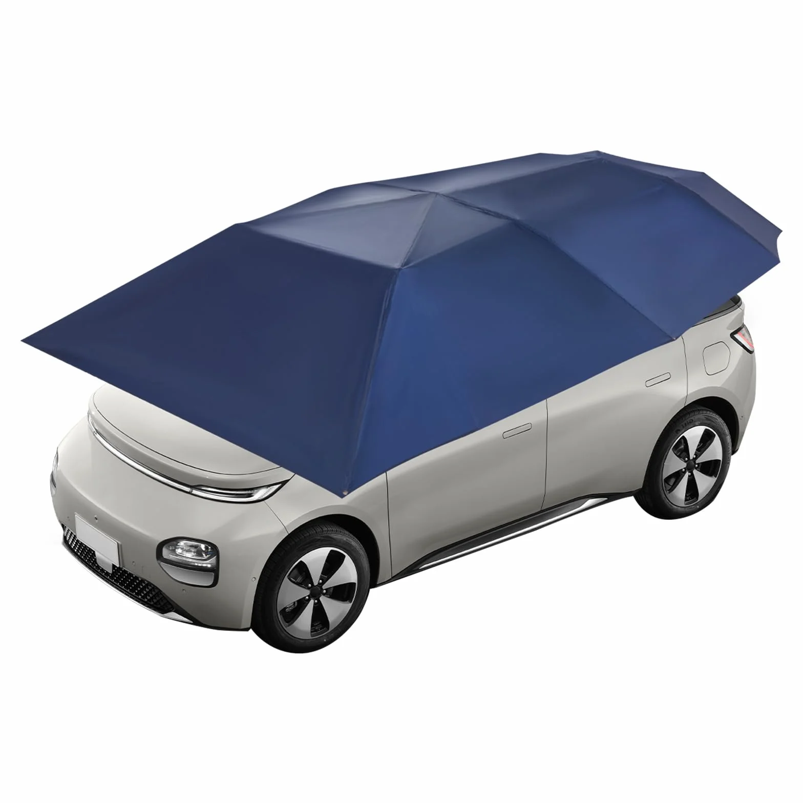 Tenda parasole semiautomatica per auto, 4,6 x 2,3 m, copertura per auto, portatile, parasole pieghevole, per auto, con coperte da sole, UPF 30 + (blu marino)