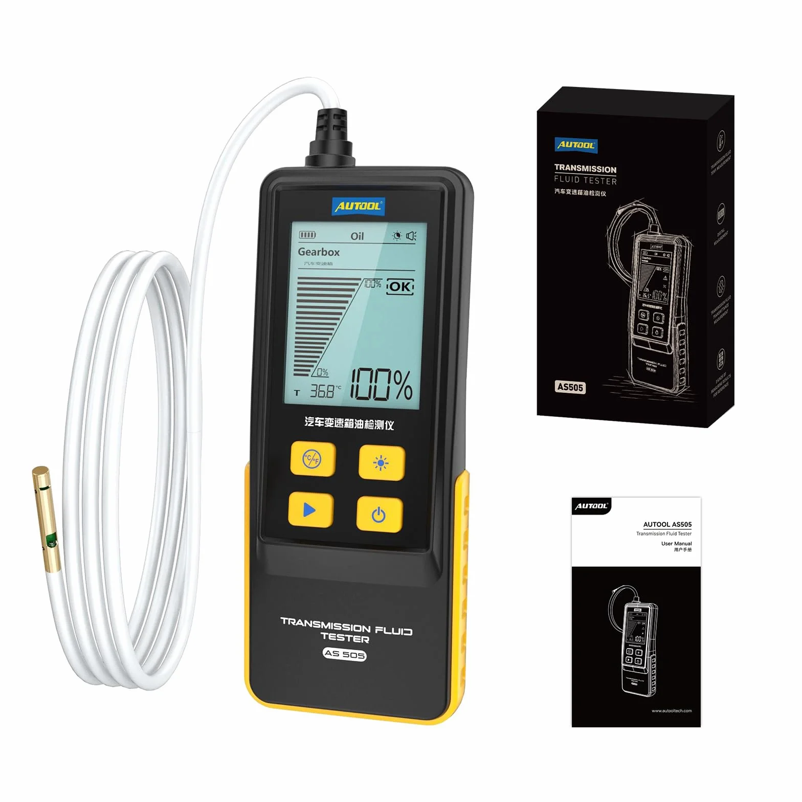 Tester del fluido di trasmissione, Tester dell'olio della trasmissione automatica Rivelatore di trasparenza del fluido di trasmissione Strumento di prova diagnostico Analizzatore Meter