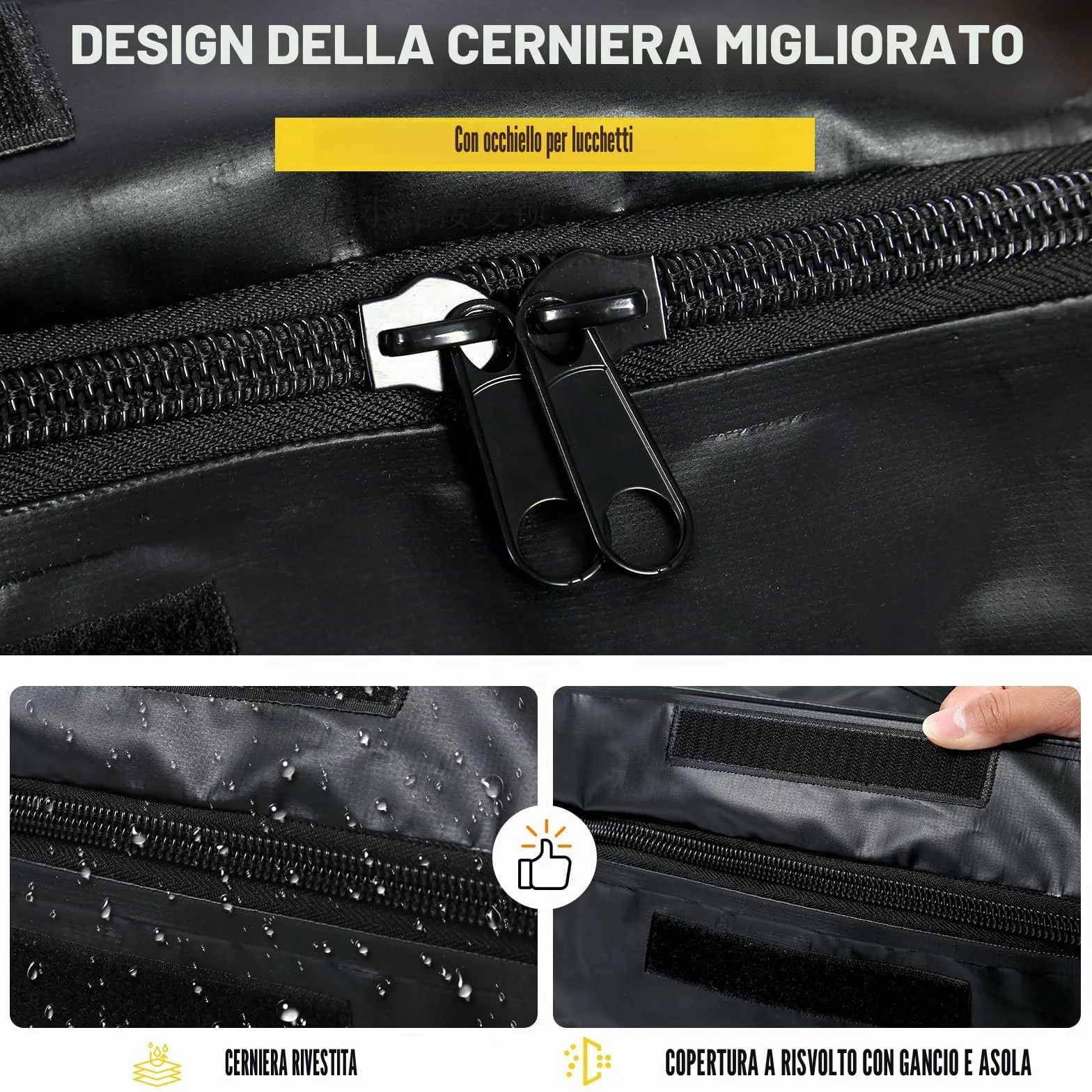 MAXXHAUL Borsa da Trasporto per Portapacchi 119 x 50 x 50 cm Resistente all’Acqua Fissaggio su Gancio Traino Nero