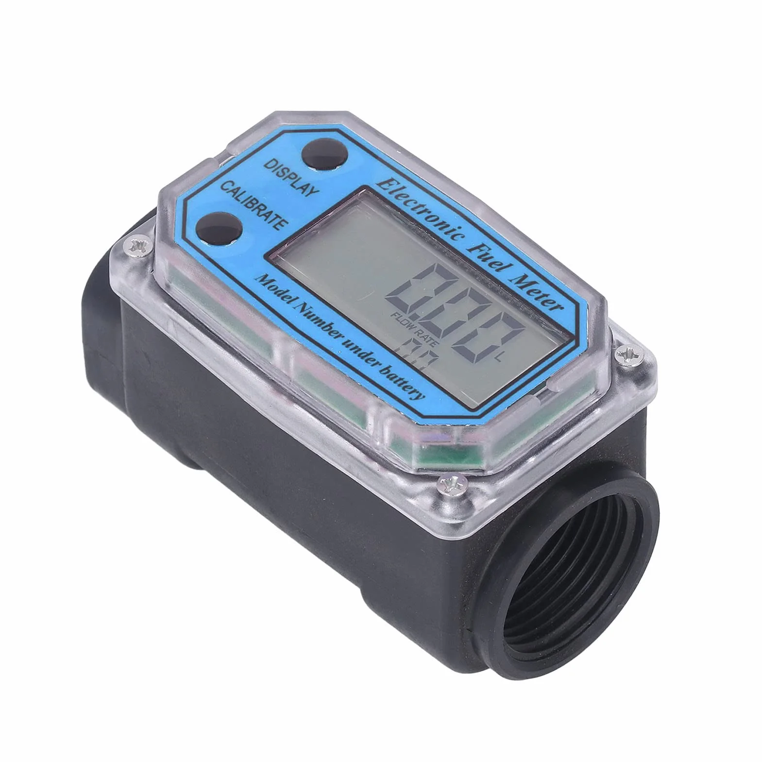 Flussometro a Turbina, Flussometro Digitale del Carburante, Misuratore di Portata del Carburante a Turbina con Display Digitale con Batteria per Misurare la Benzina Cherosene (1