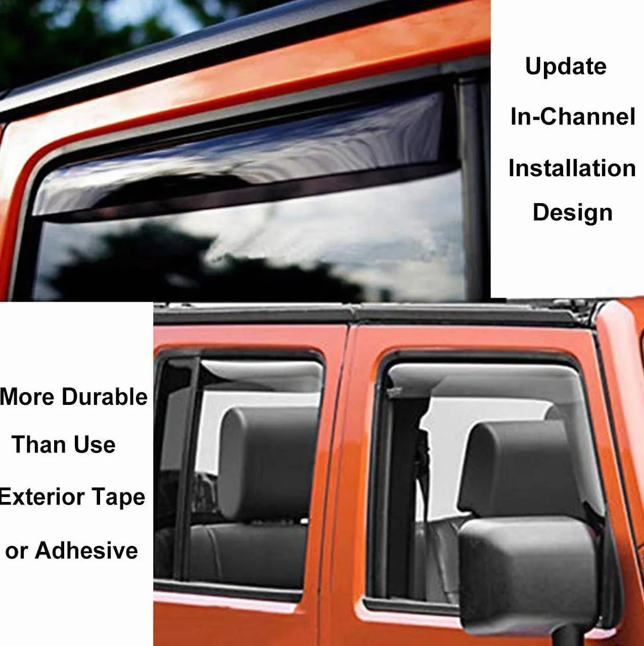 4 Pezzi Deflettori d'Aria Antiturbo per Jeep Wrangler JK 2007-2017 4door Deflettori Antivento Visiere Parasole Parapioggia Paravento.