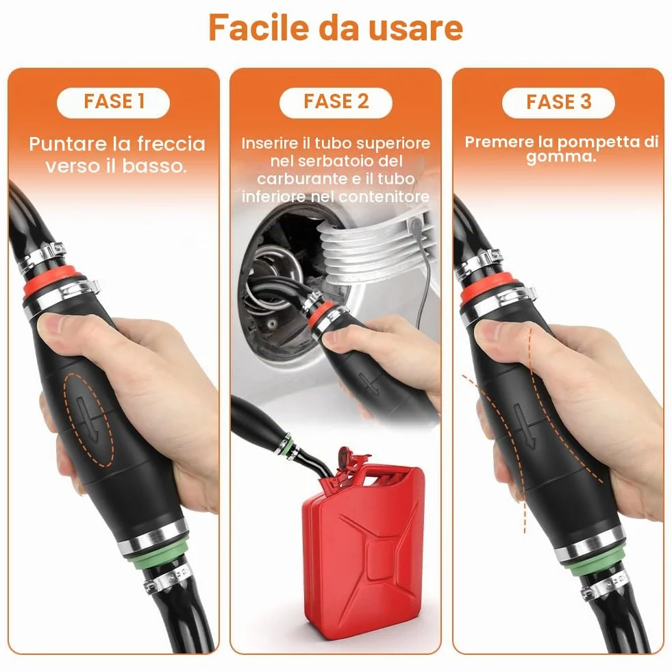 Flintronic Pompa Manuale a Sifone, Trasferimento Manuale 14mm Tubo, Portatile Pompa Travaso Gasolio, Pompa Travaso Gasolio ad Alto Flusso per Travaso Liquidi, Benzina, Olio
