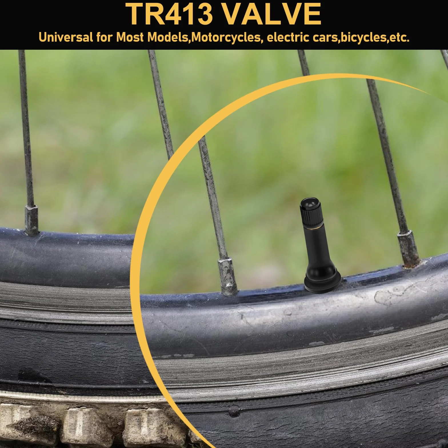 BAIFULAI 100 valvole in gomma TR413 universale per pneumatici auto moto