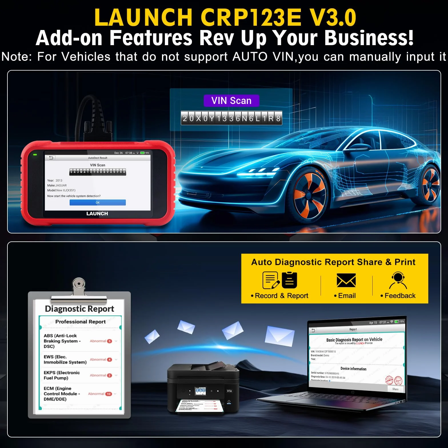 LAUNCH CRP123E V3.0 OBD2 Diagnosi Auto Professionale Italiano Sistema Motore ABS SRS Trasmissione Reset Olio EPB FAP SAS CANFD DOIP