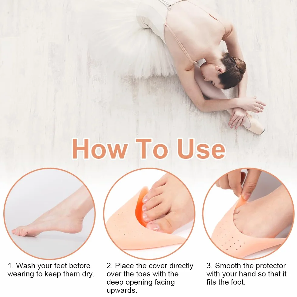 Salvapunte In Silicone Danza Classica, Copri Dita Piedi Silicone, Piede Suggerimento Manicotto, Salva Punte In Gel Morbido, 2 Paia