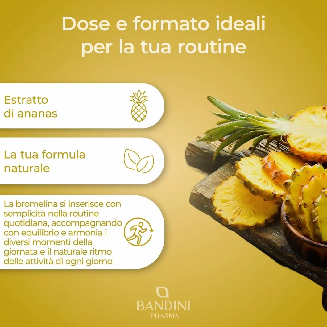 Bandini Bromelina Forte 5000 GDU/g Gastroprotetta 200 Compresse, Enzima Digestivo, Estratto di Ananas, Bromelina Strong, Pura, Alto Dosaggio, Vegano