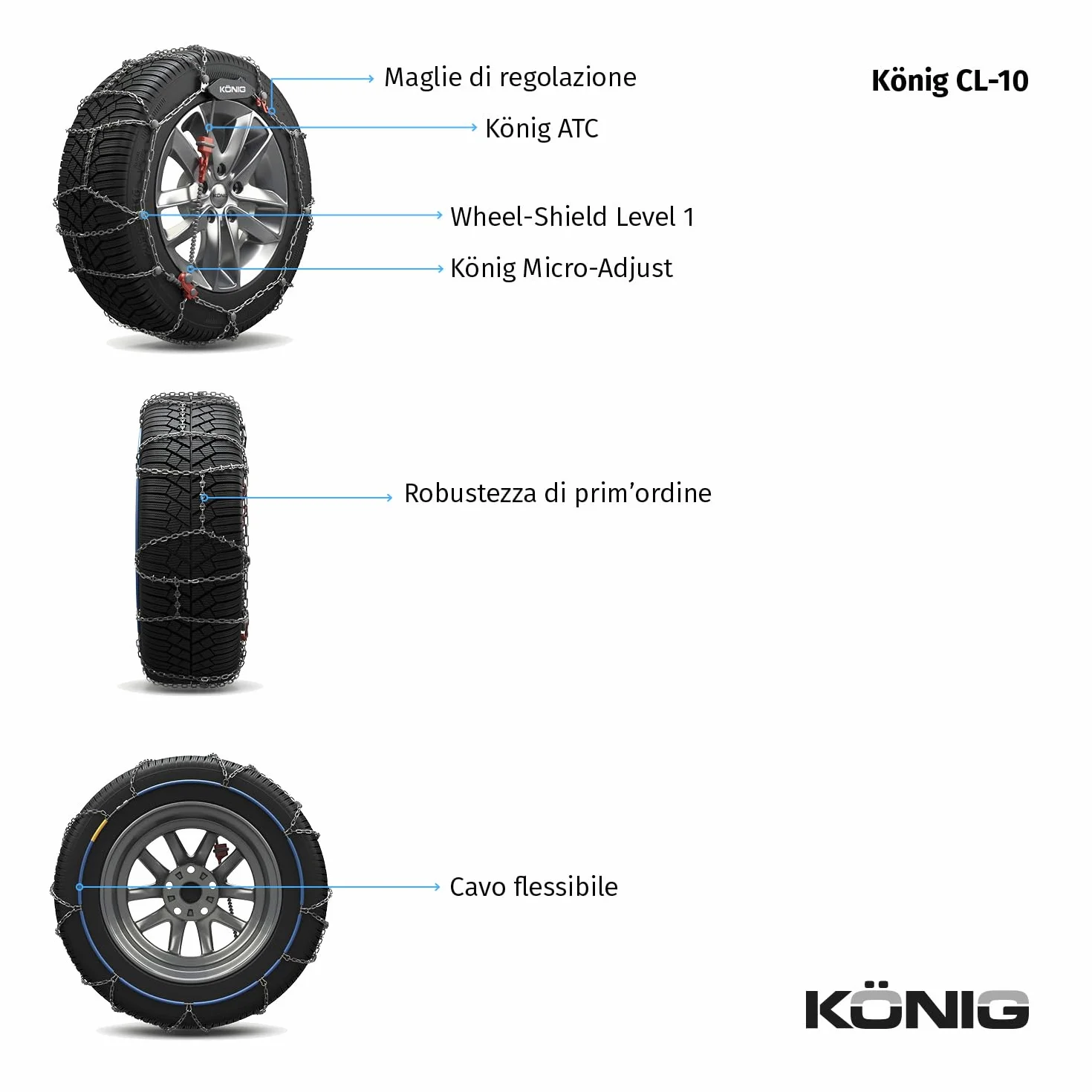 KÖNIG CL-10 080 - Catene da Neve, 1 Paio