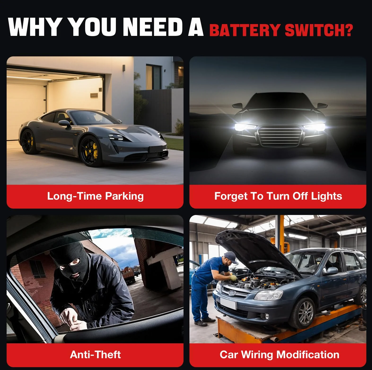 Stacca Batteria 12V Per auto con Display LED, Staccabatteria Automatico Antifurto, 240A Sezionatore Remoto Senza Fili, Con 2 Telecomandati Wireless Interruttore Batteria Per auto Camper Camion