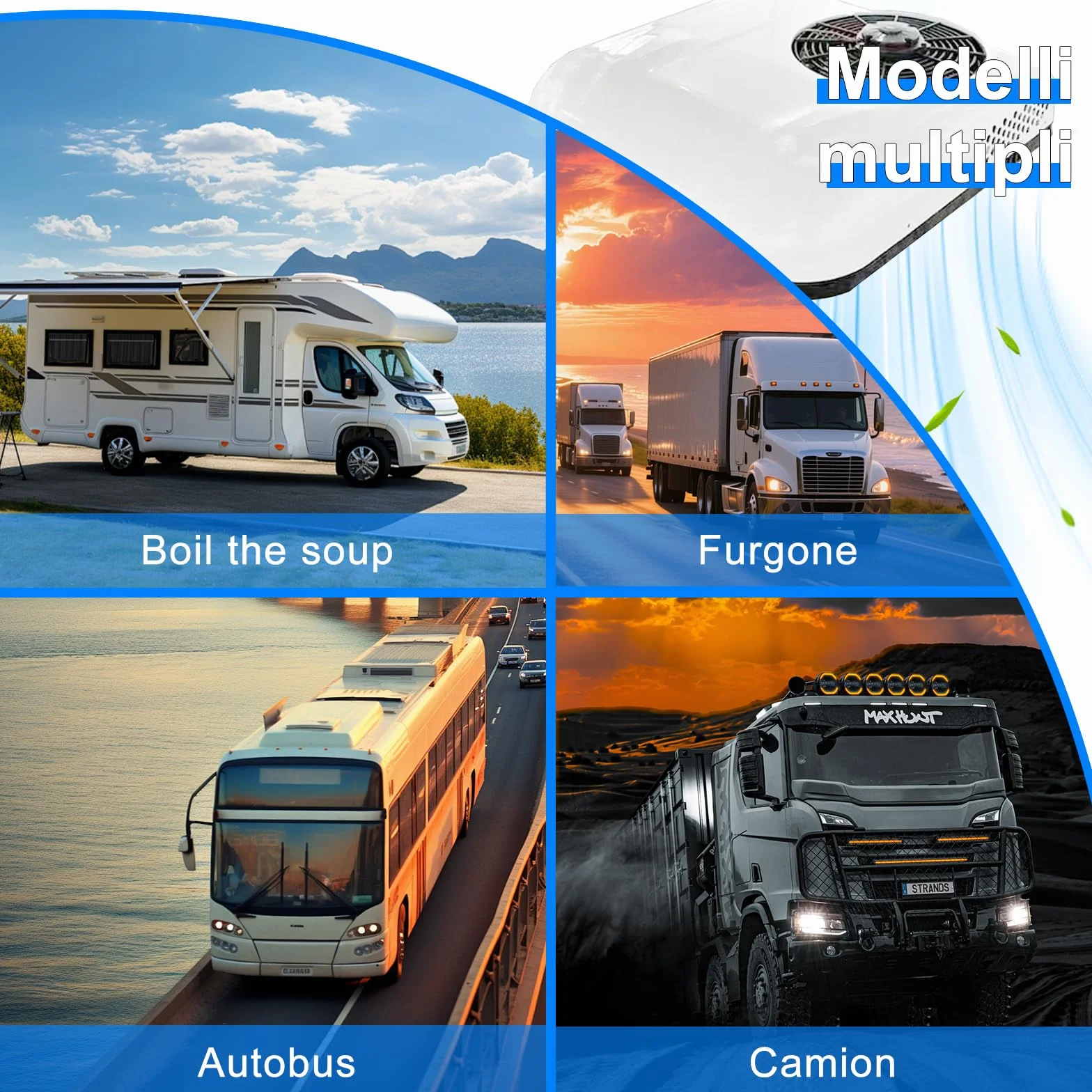 Condizionatore d'Aria CC 12v/24v sul Tetto per Camper Barca Camion