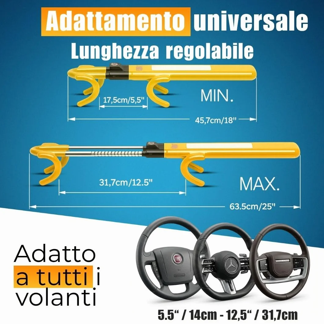 ATG Bloccasterzo Auto Antifurto per Auto SUV Van Furgone Camper Acciaio Temperato Protezione Antitrapano