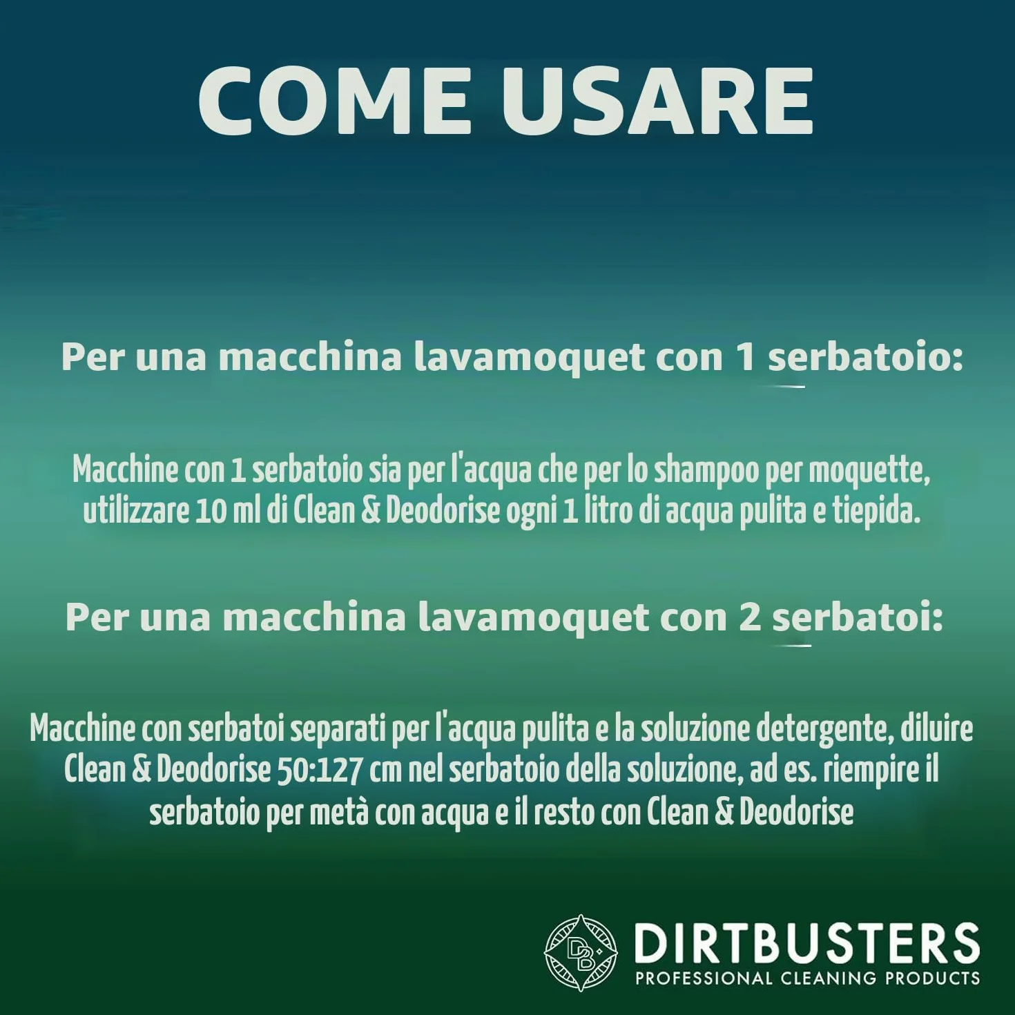 Dirtbusters Clean & Deodorise, prodotto per la pulizia di tappeti e tappezzeria, 3-in-1 concentrato