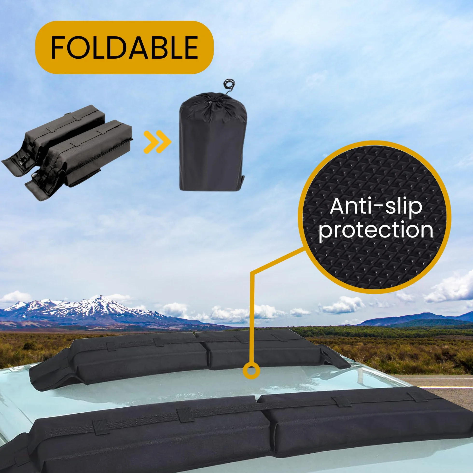 𝗕𝗮𝗿𝗿𝗲 𝗣𝗼𝗿𝘁𝗮𝘁𝘂𝘁𝘁𝗼, Portapacchi Universale per Auto da Viaggio, Morbidi Cuscinetti per Bagagli Pieghevoli, Barra Portatile per il Trasporto.