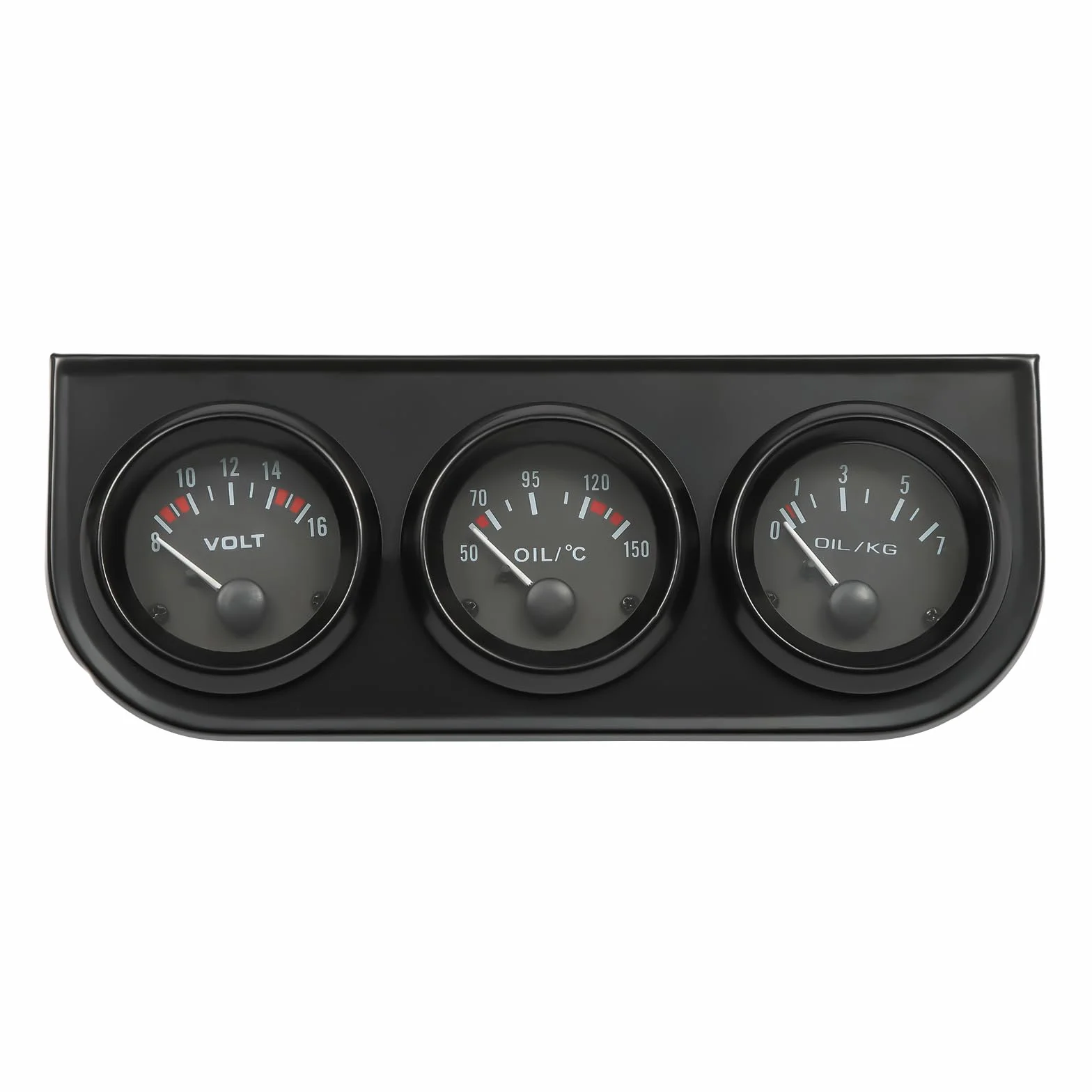 Strumenti supplementari temperatura olio + pressione olio + indicatore voltmetro volt nero 3 in 1 per auto