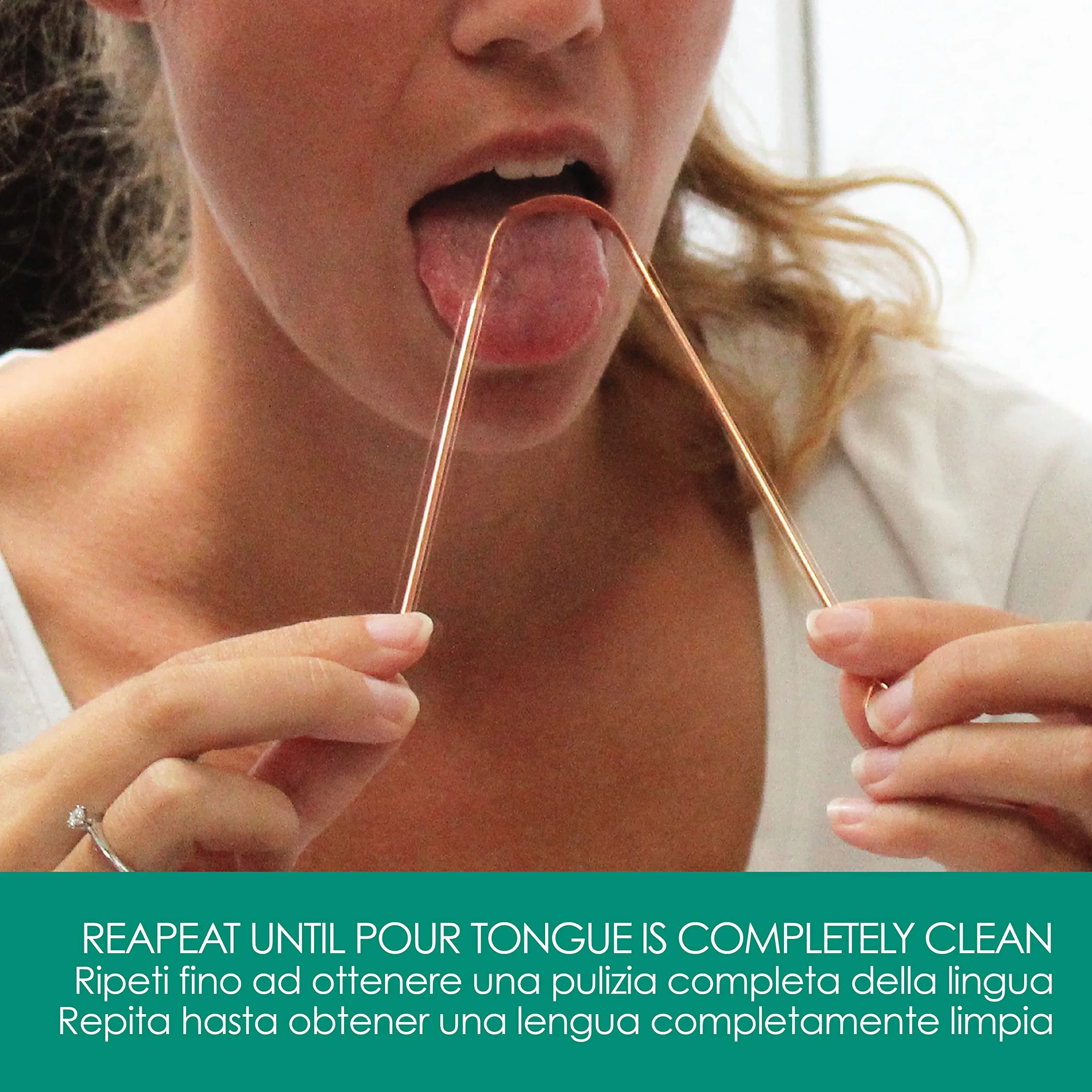 Nettalingua in Rame per Alitosi - Dispositivo Medico - Raschietto per la Pulizia della Lingua Ayurvedico