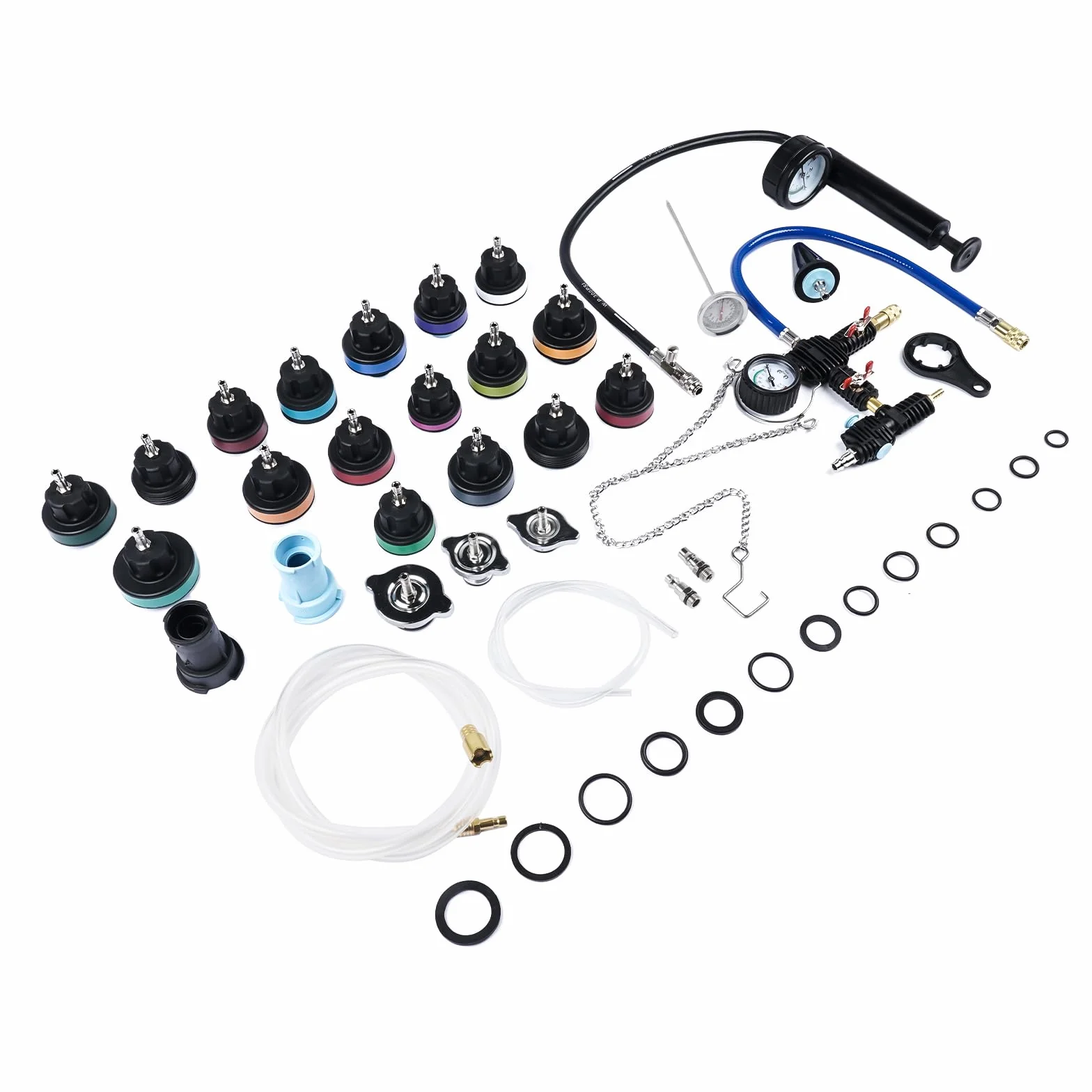 31 Pezzi Universale Radiatore Pressione Tester Kit per Il Test del Sistema di Raffreddamento del radiatore Pressione per Auto, Strumento ad Aria compressa per Auto, Blu