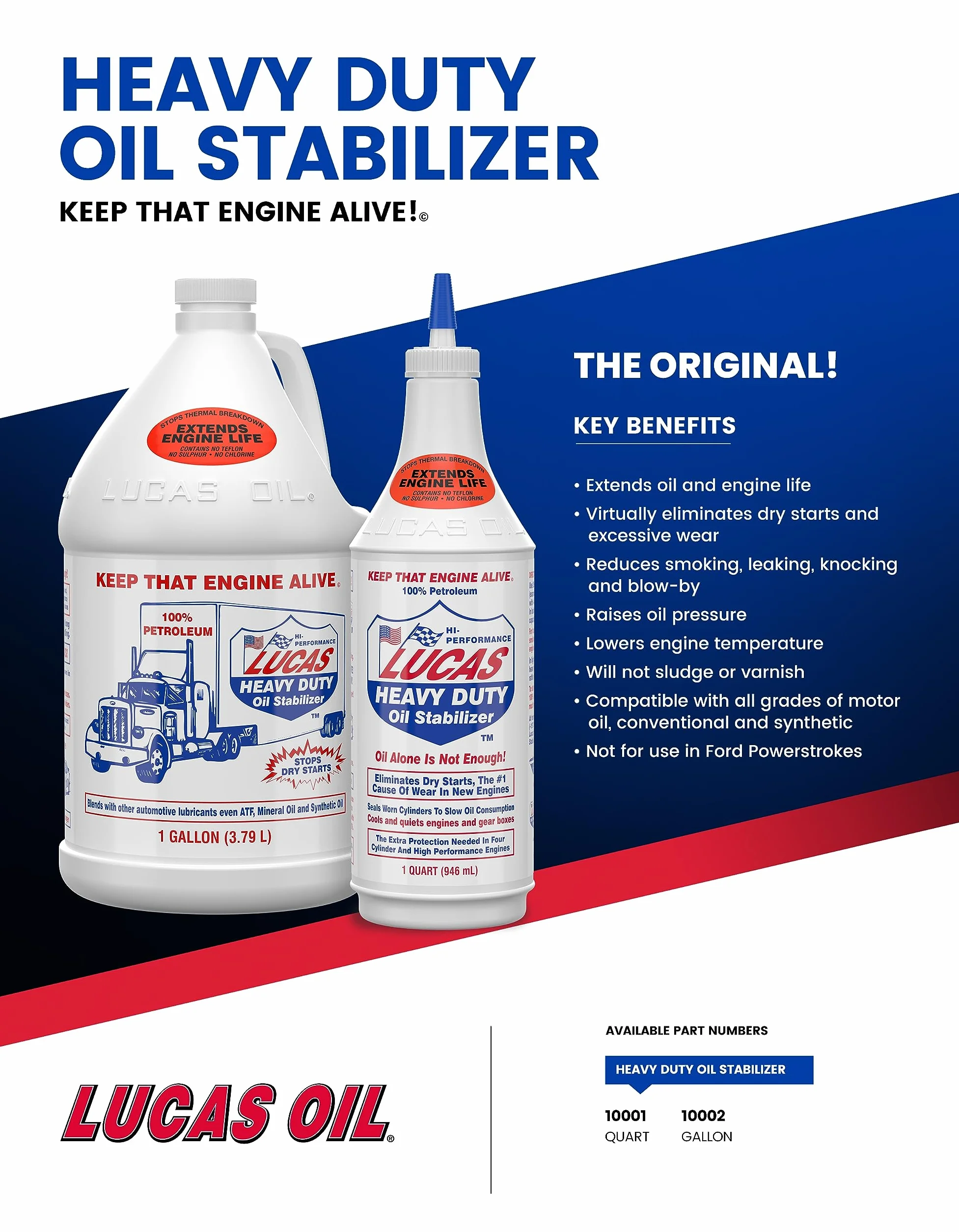 Lucas Oil 10001 Stabilizzatore dell'Olio per Impieghi Gravosi 946ml