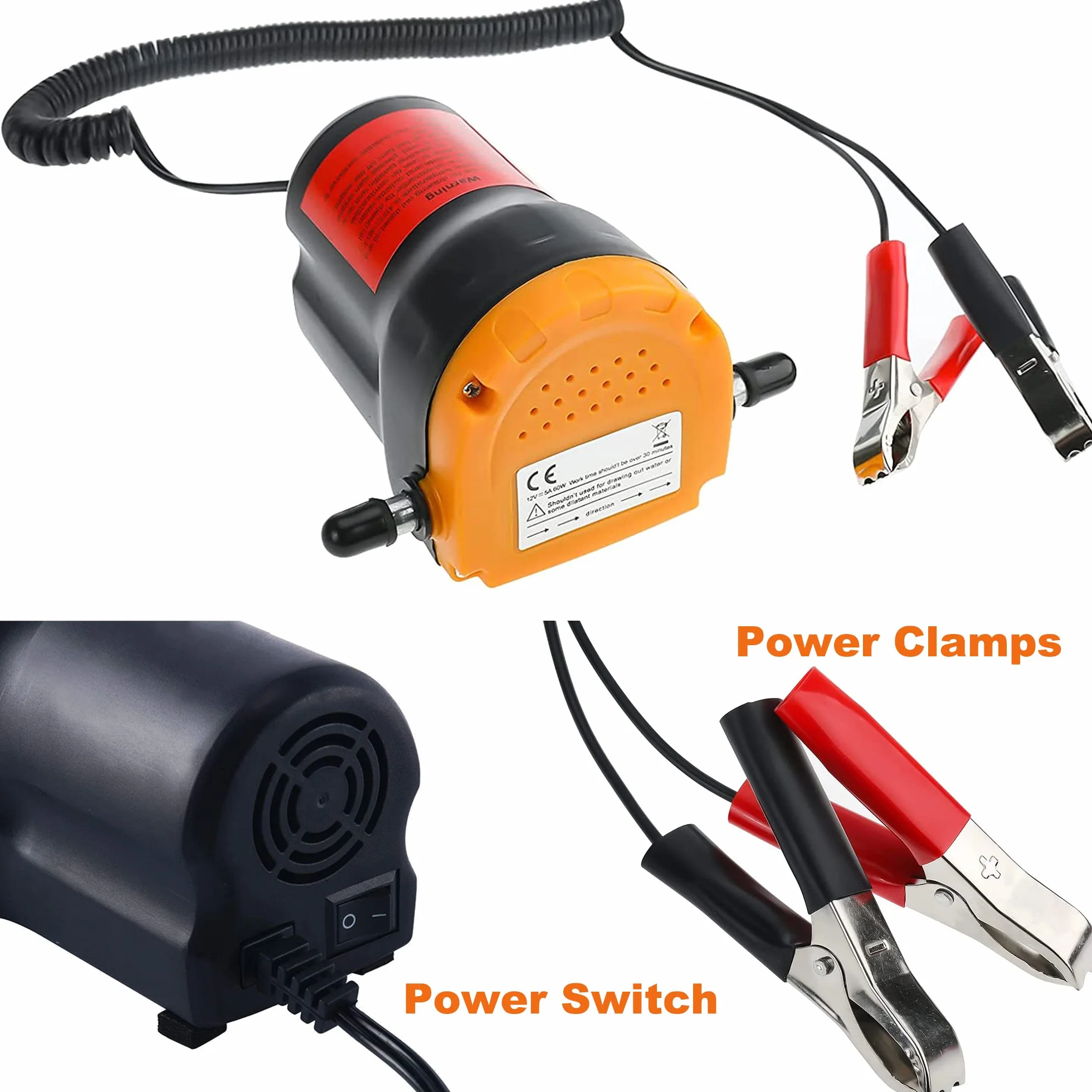 Pompa per Cambio Olio 12V 60W, Pompa di Estrazione Fluido Diesel, Pompa di Aspirazione con Tubi per Barca, Camion, RV, ATV