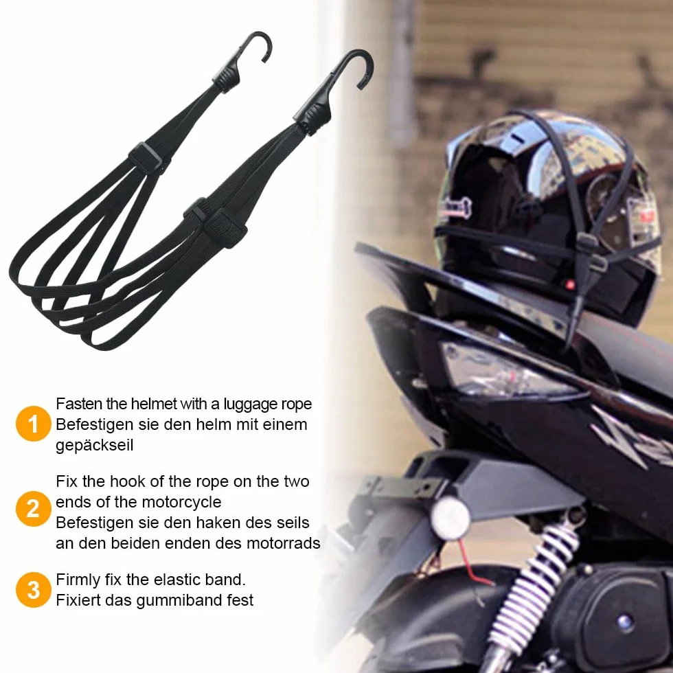 Cinghia Elastica Moto Portapacchi con Gancio 60-170 cm Regolabile in Nylon per Moto Bici Scooter