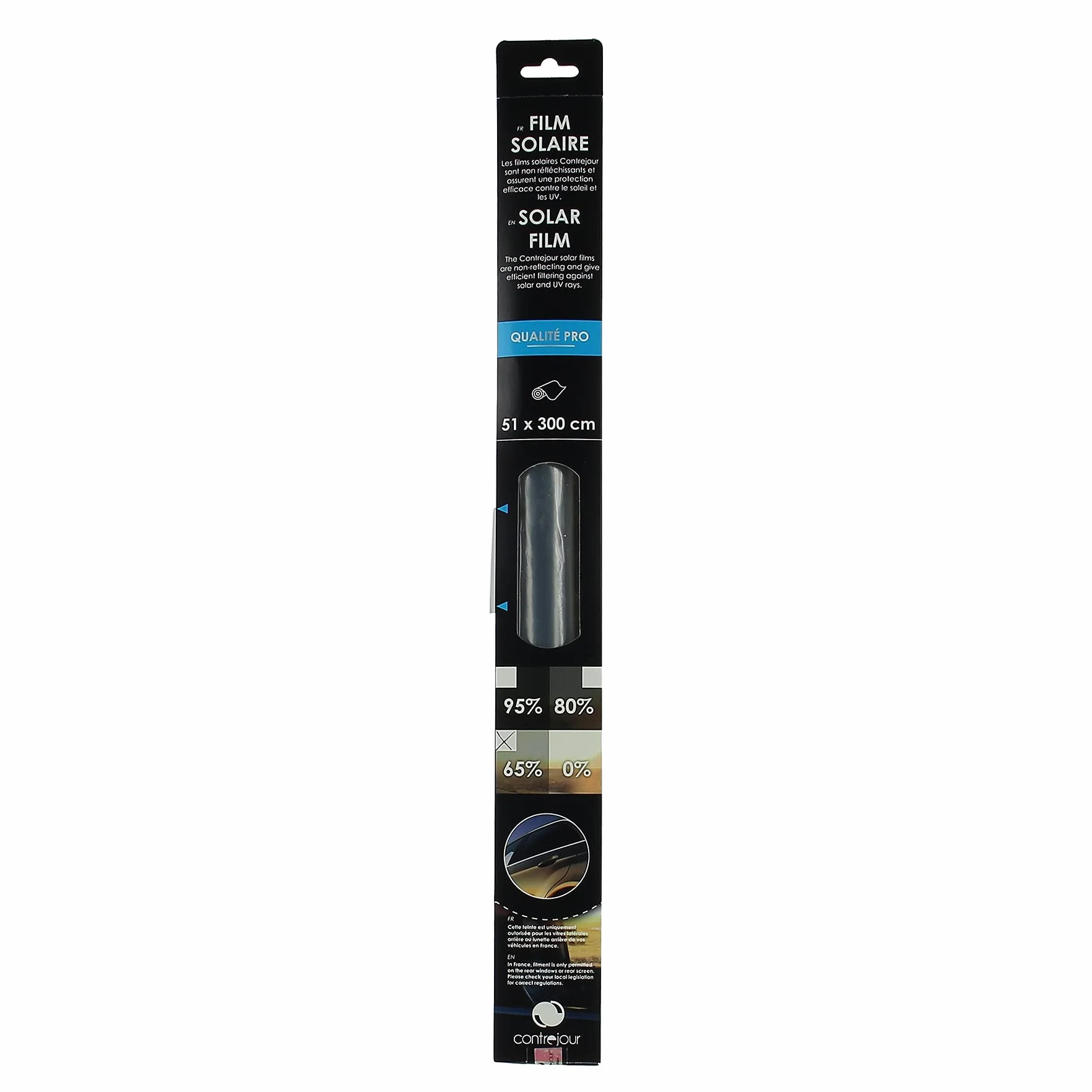 Contrejour 463903 Pellicola solare per vetri auto, 65%, 51 x 300 cm,Chiara, taglia unica