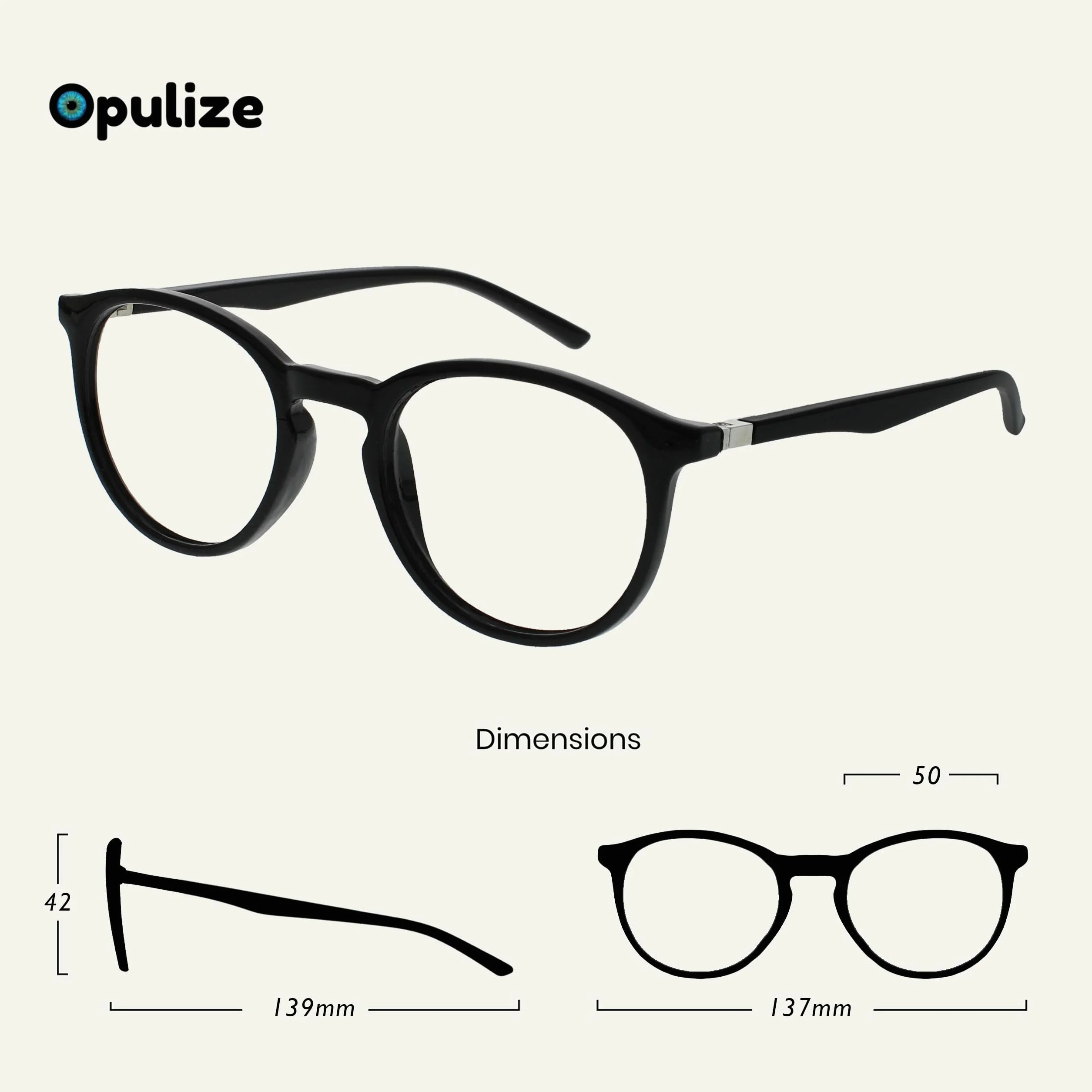 OPULIZE Okulary Blokujące Światło Niebieskie Komputer Gry Czarny Mężczyzna Kobieta Zawiasy Sprężynowe B60-1 +0,00
