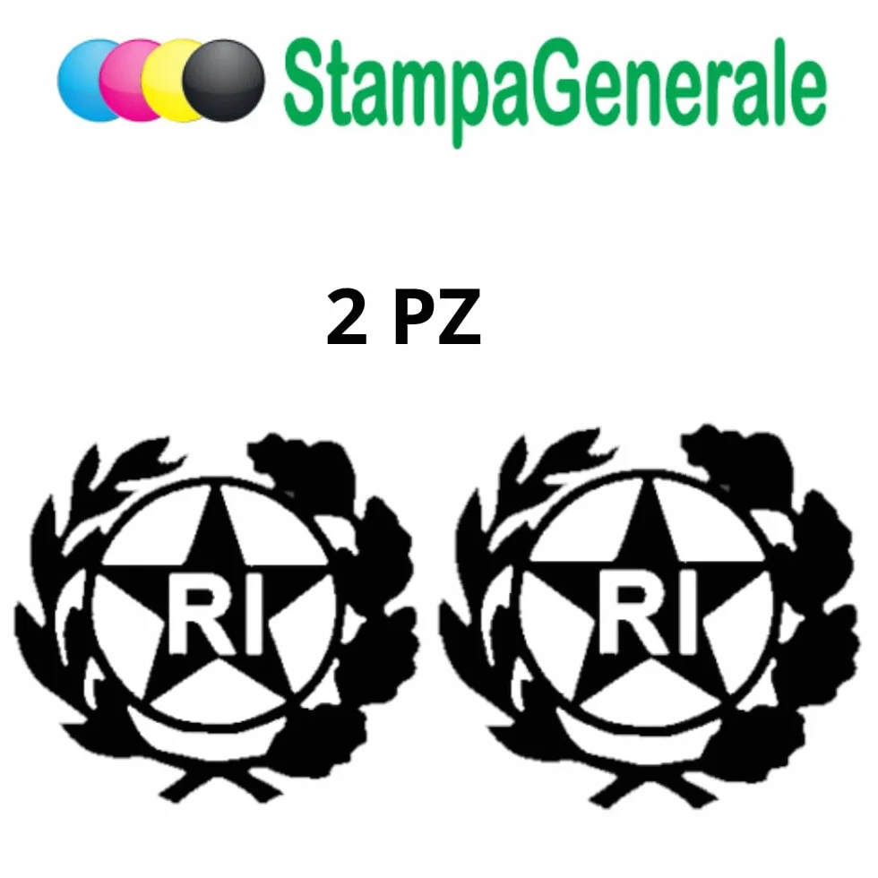 Bollino Adesivo Per Targa Auto e Moto con Stemma Logo RI in PVC Resistente Impermeabile 13x13 mm 2 Pezzi
