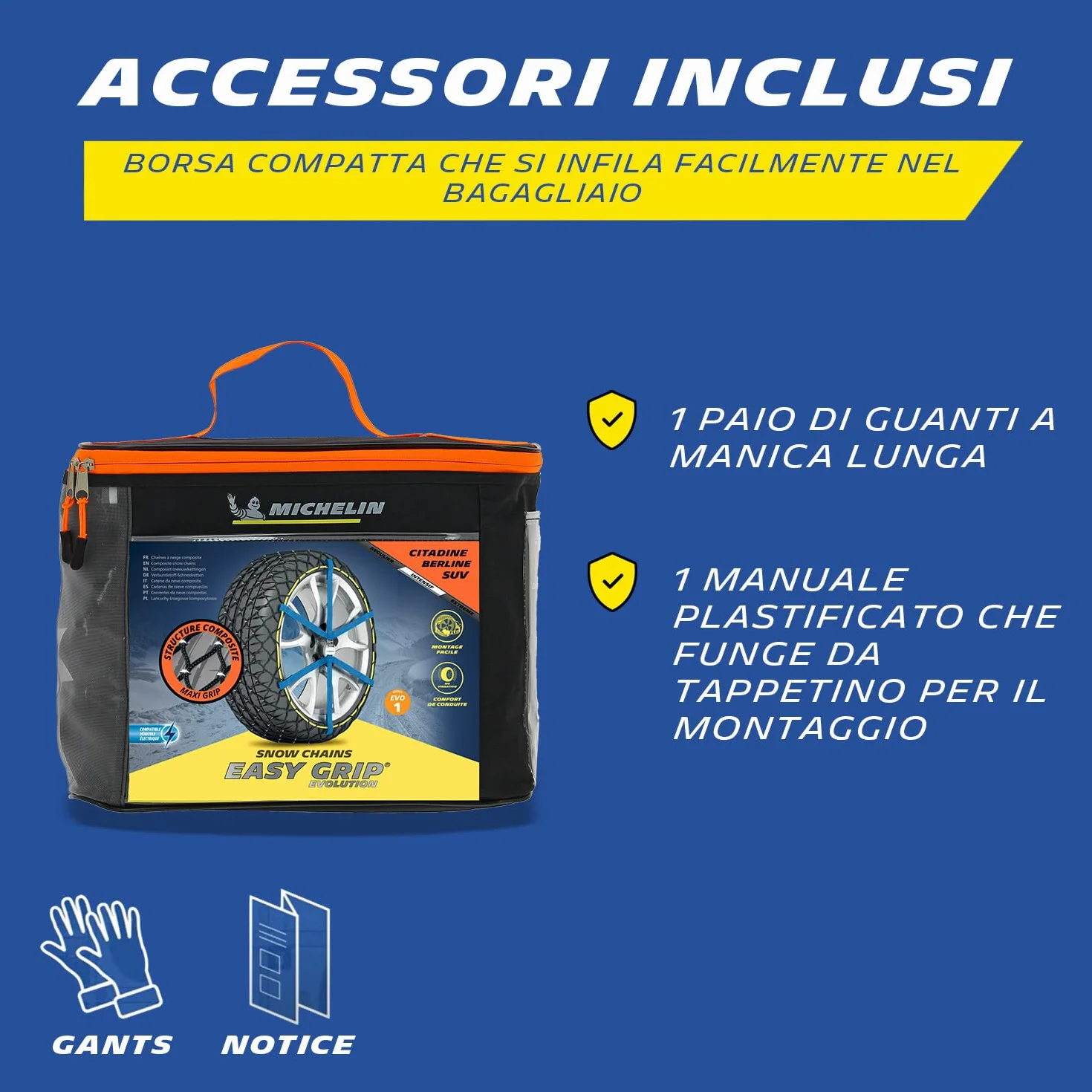 Catene da neve Michelin Easy Grip Evolution EVO 18 composite omologate Italia